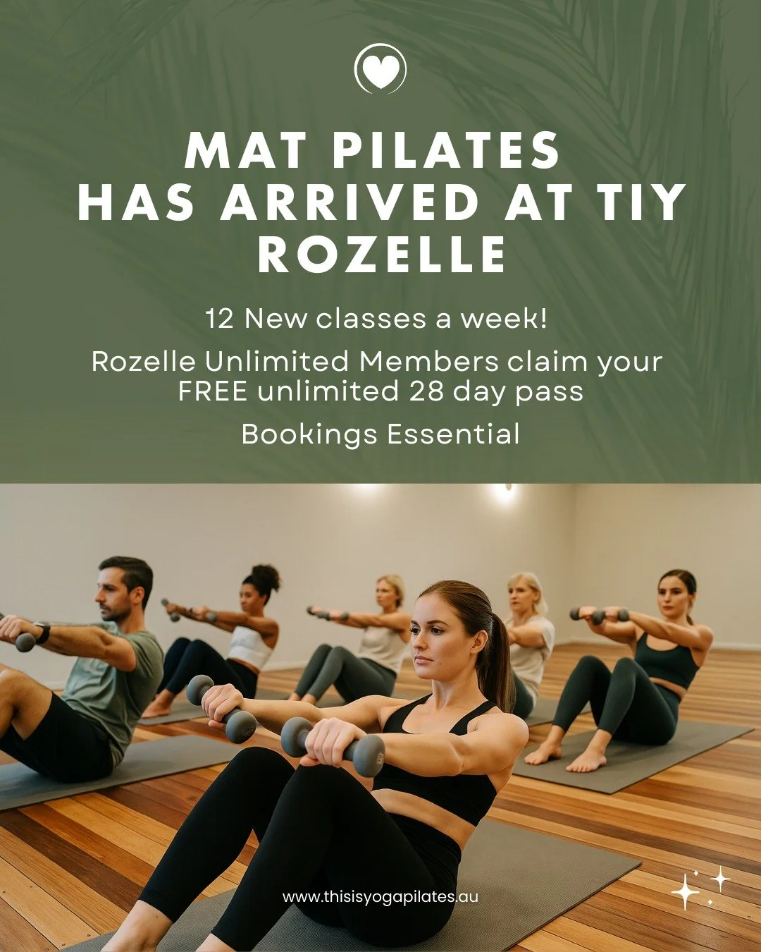✨ Pilates schedule launch tomorrow at Rozelle ✨
We’re adding 12 brand new Mat Pilates classes every week at Rozelle. Already a Unlimited Yoga Member at Rozelle? Get 28 days of unlimited Pilates completely FREE 💛
🗓 Class times:
10:00am + 11: