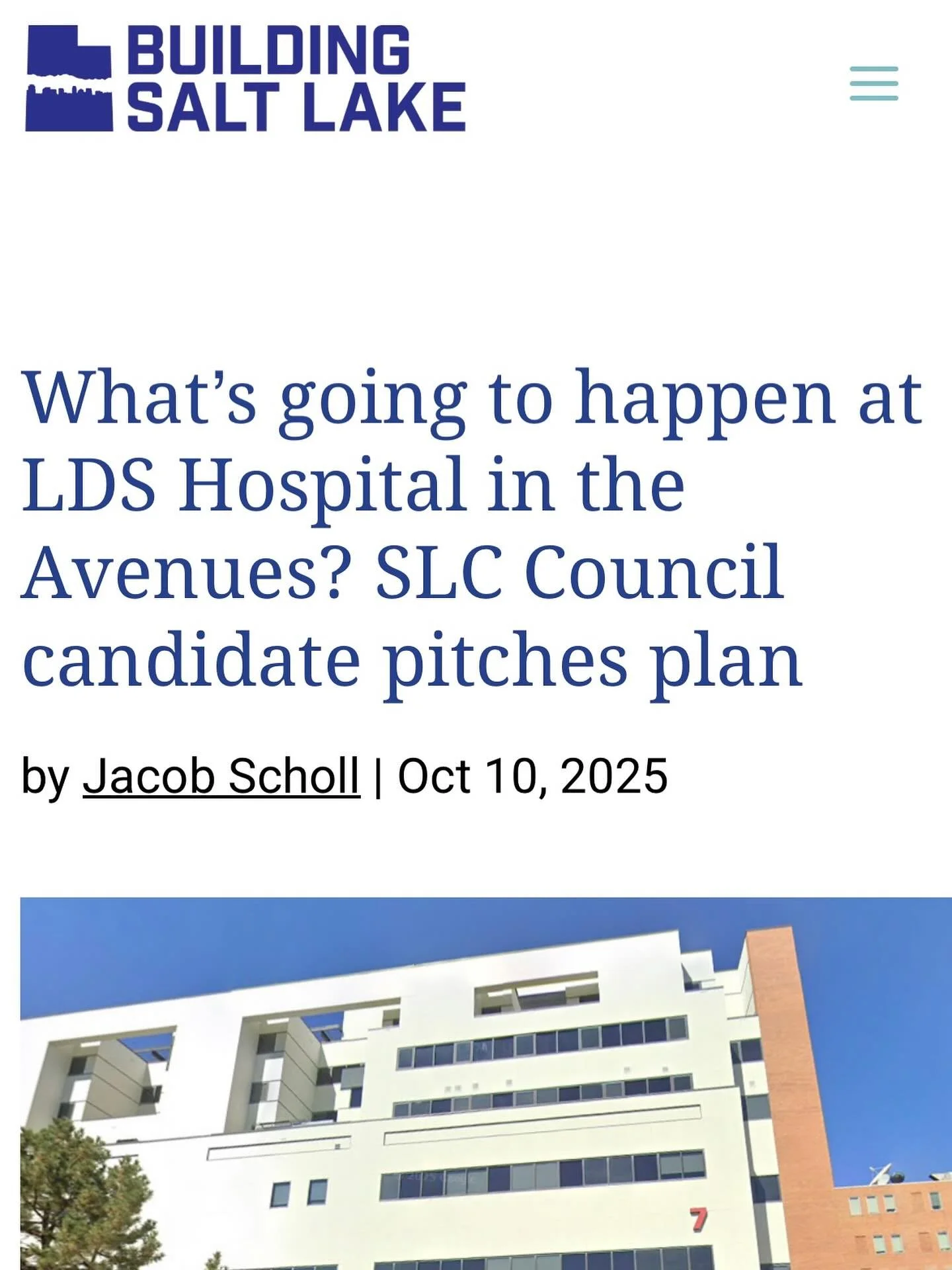 Check out the article by @buildingsaltlake about my plan to add affordable housing, retail, and green space to the Avenues. Link in stories.