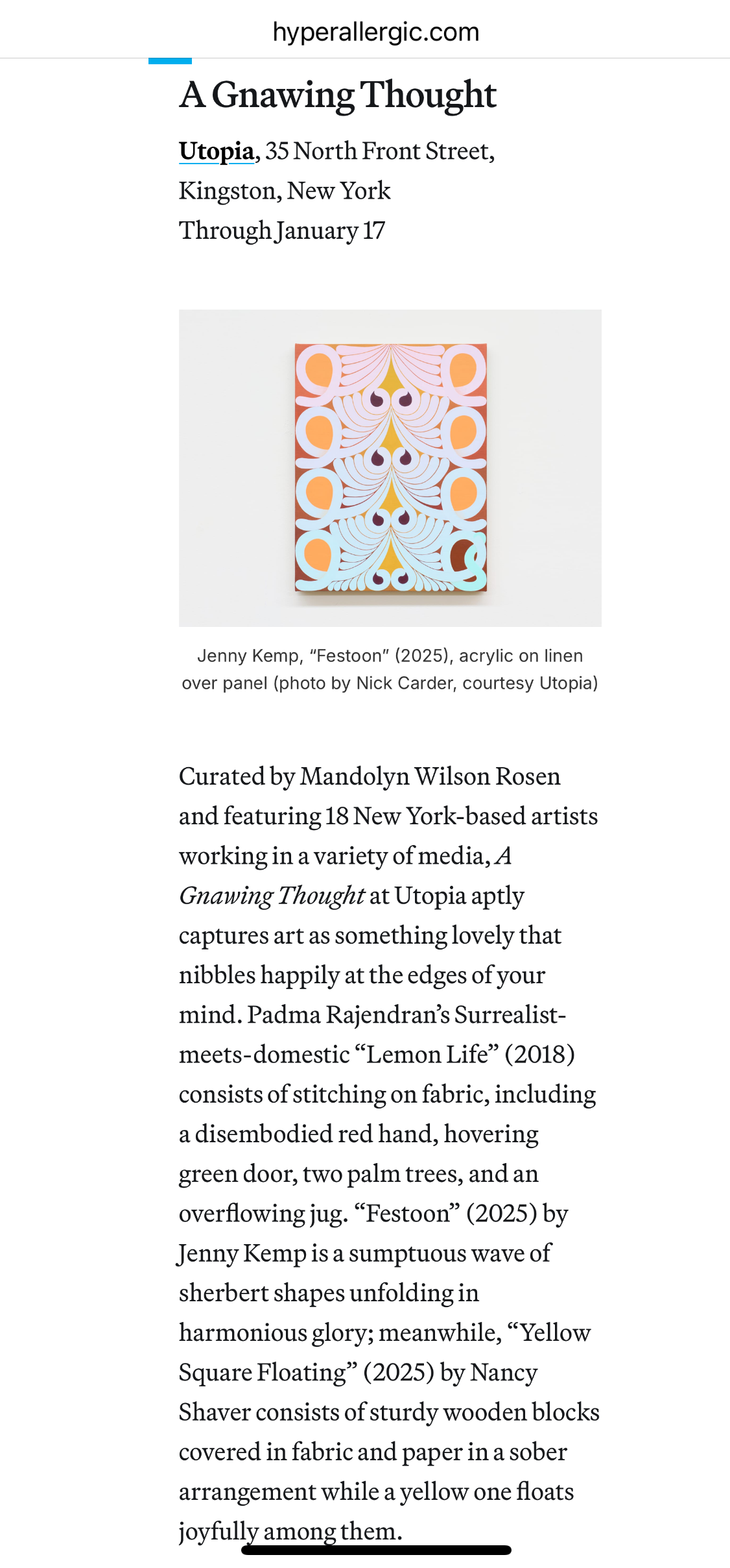 Hyperallergic - 10 Exhibitions to See in Upstate New York This January