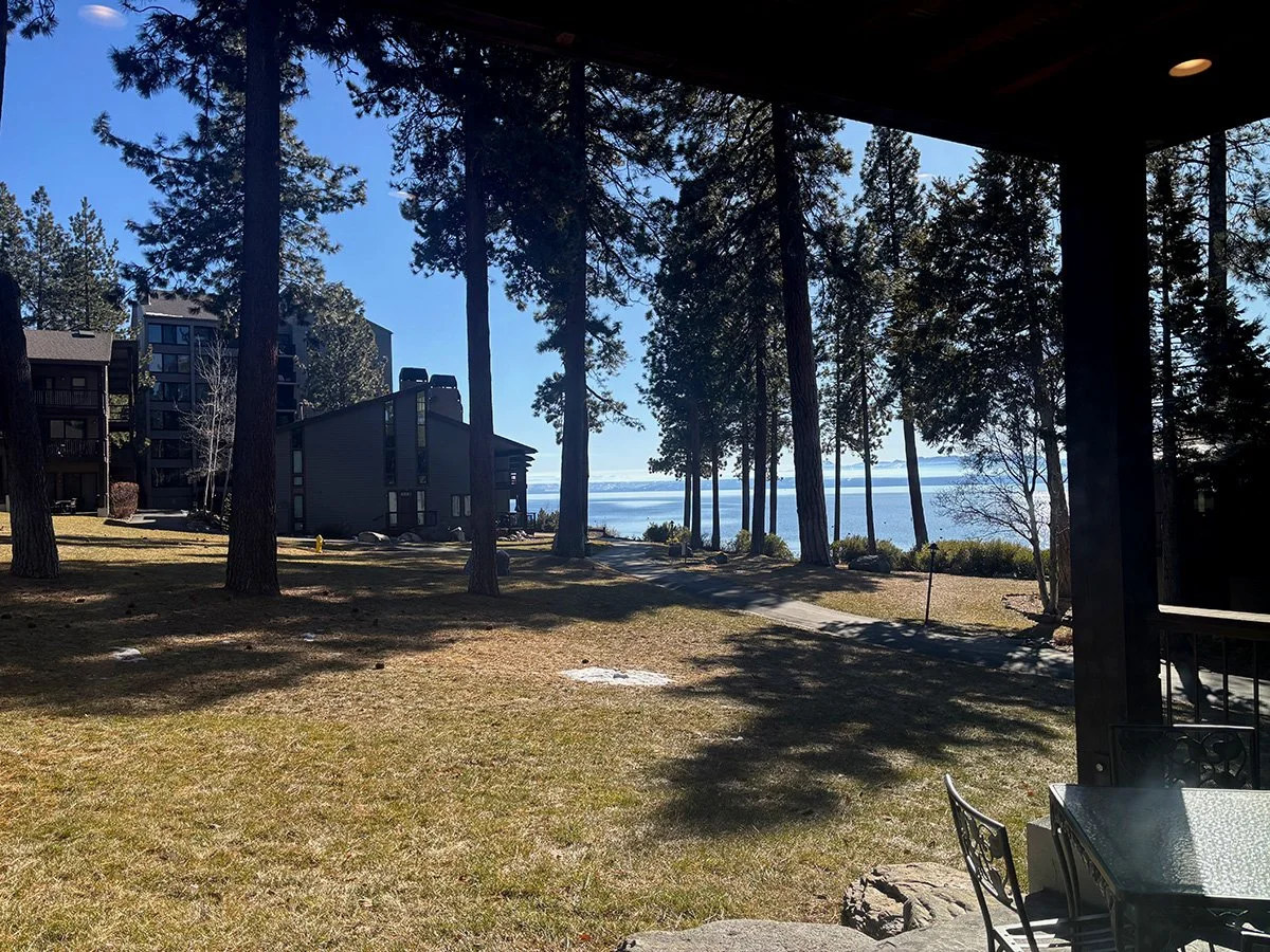 view from covered back deck