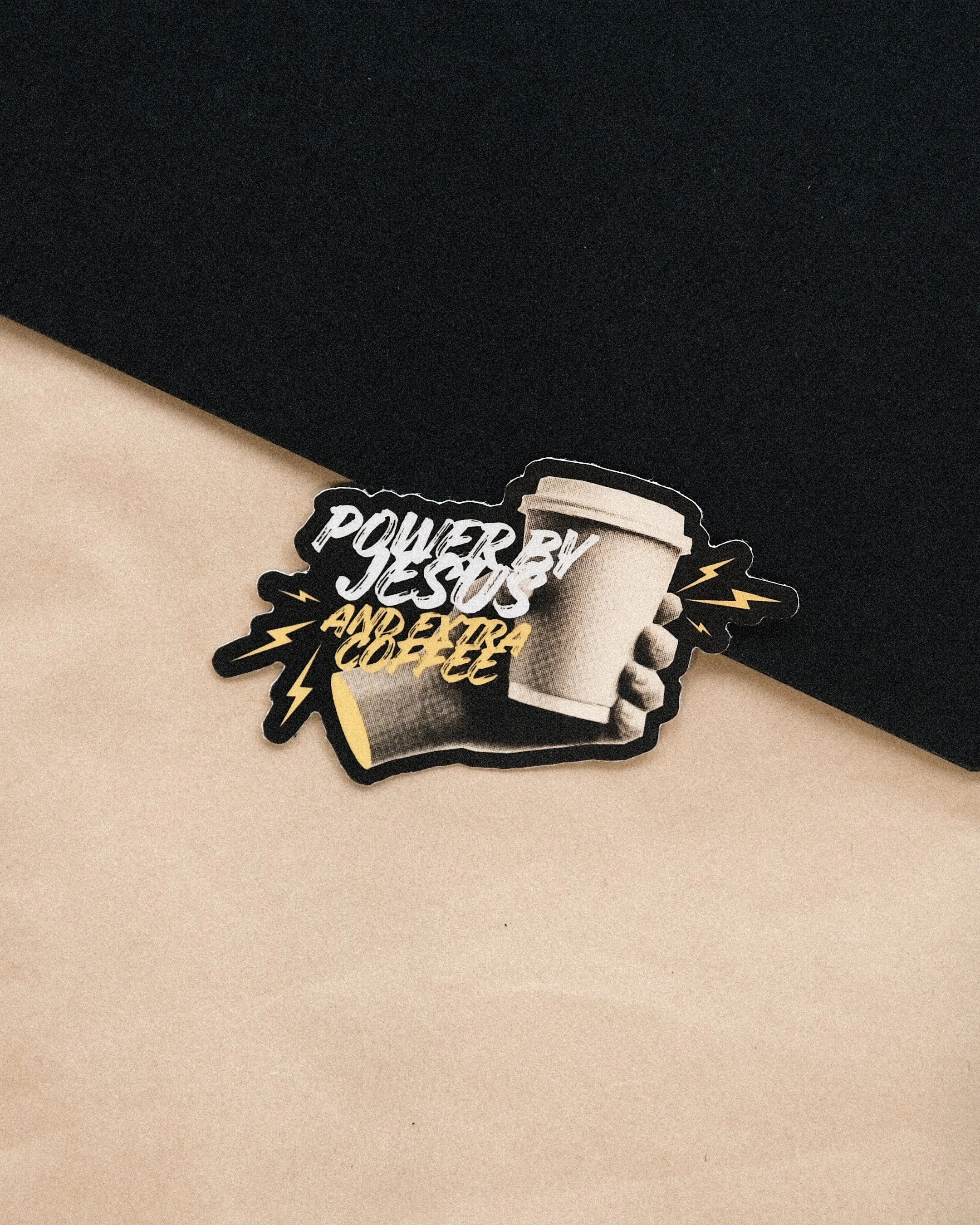 Power by Jesus and Extra Coffee // Die-Cut Sticker