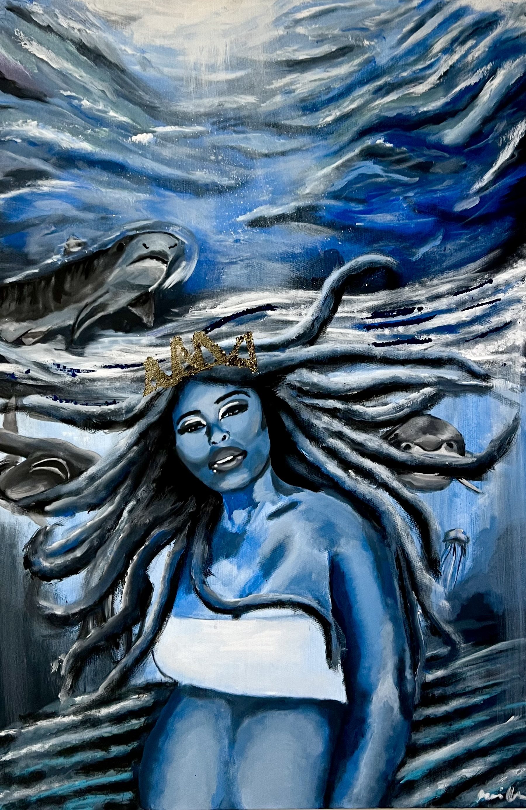Water
24" x 36"
Acrylic on canvas, Goldleaf
Elemental Collection