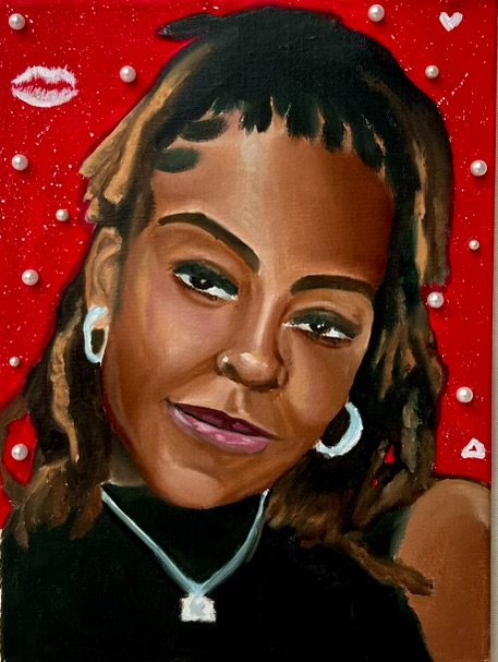 Keryane
12" x 16"
Acrylic on canvas, Pearls
Delta Farewell Collection
