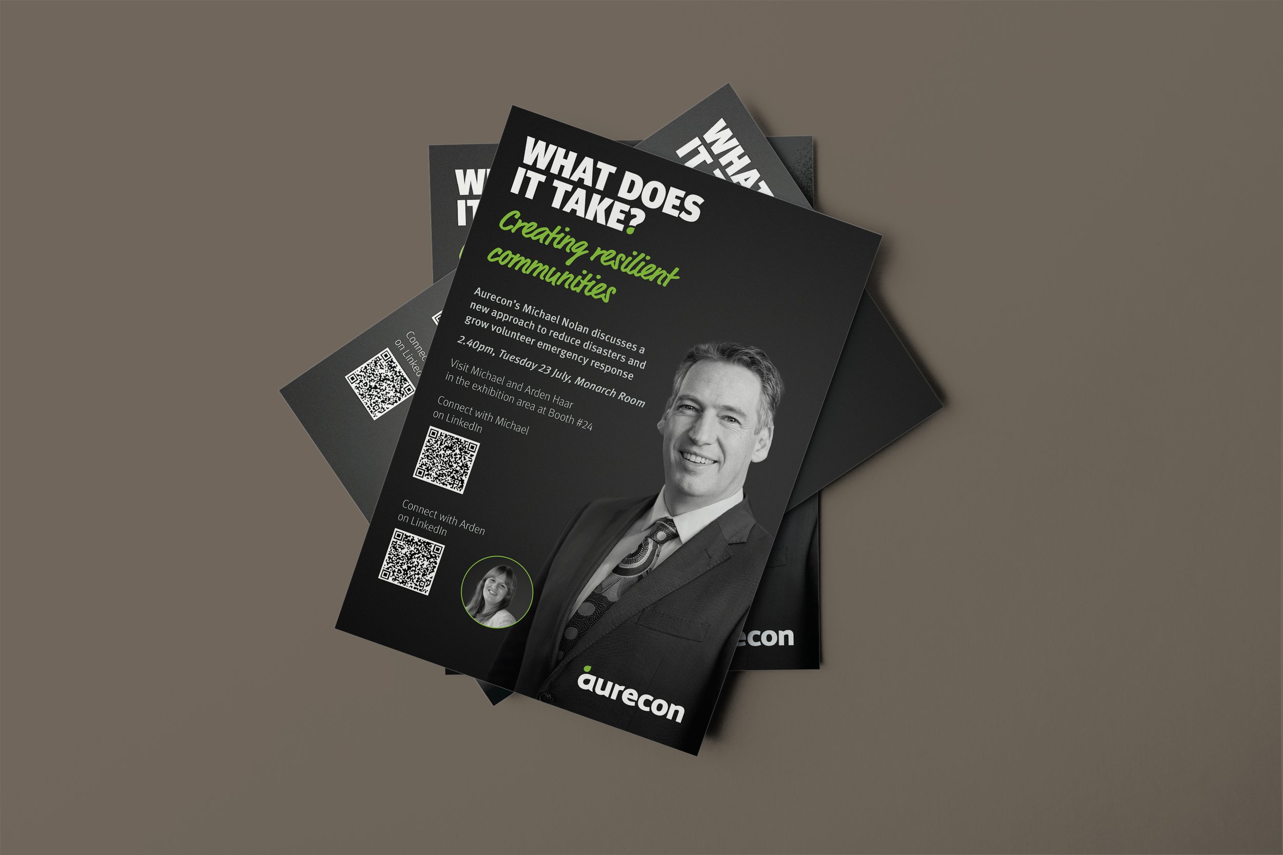 The phrase was added to flyers and conference information, with a clean new design.