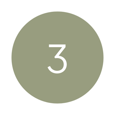 Green circular number three badge or sticker.