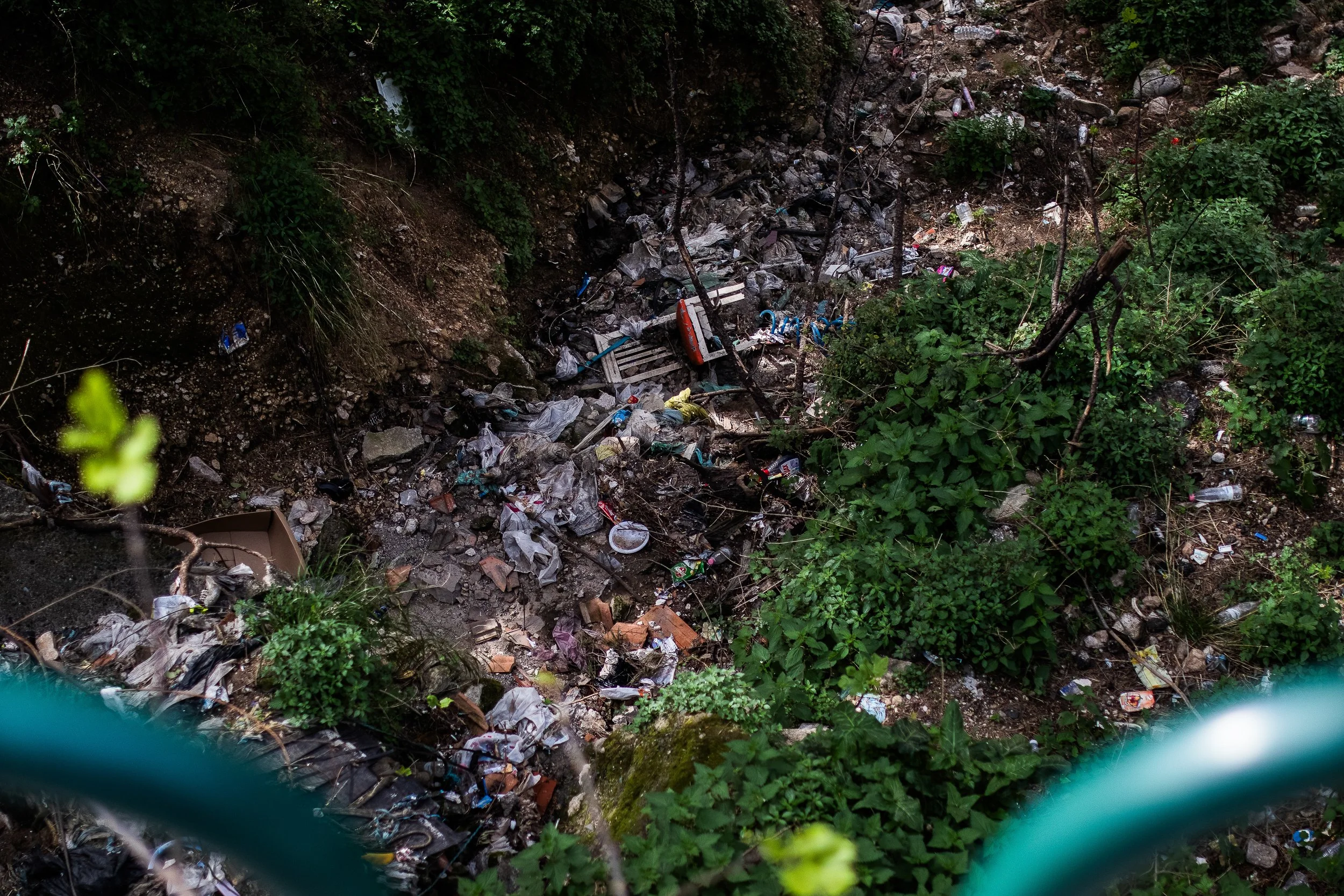 Abandoned garbage in the city of Kruja, Albania, April 1, 2024