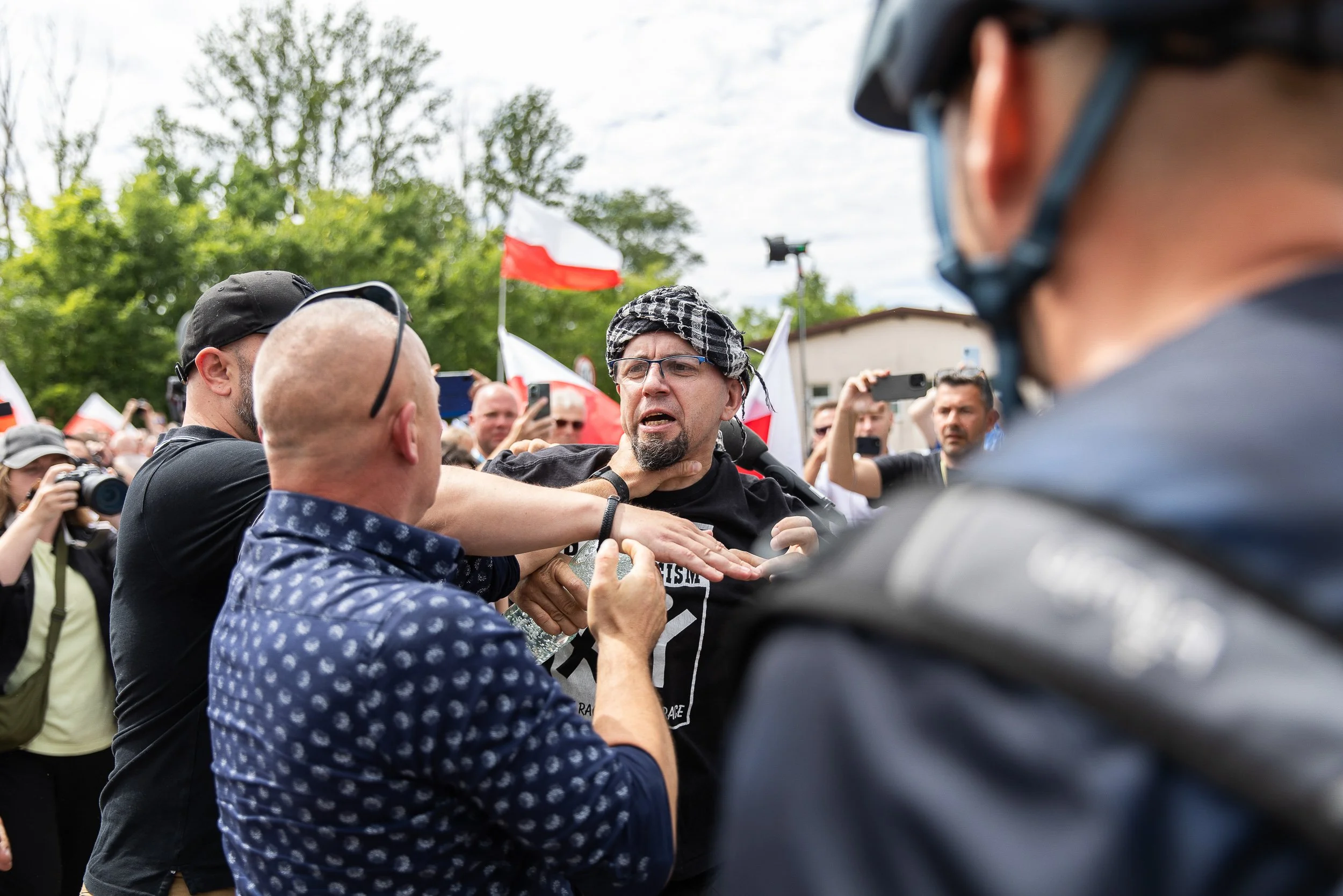 Riots during a meeting of party president Jarosław Kaczyński with citizens on the Polish-German border "Rosówek-Rosow", Poland, July 6, 2025
