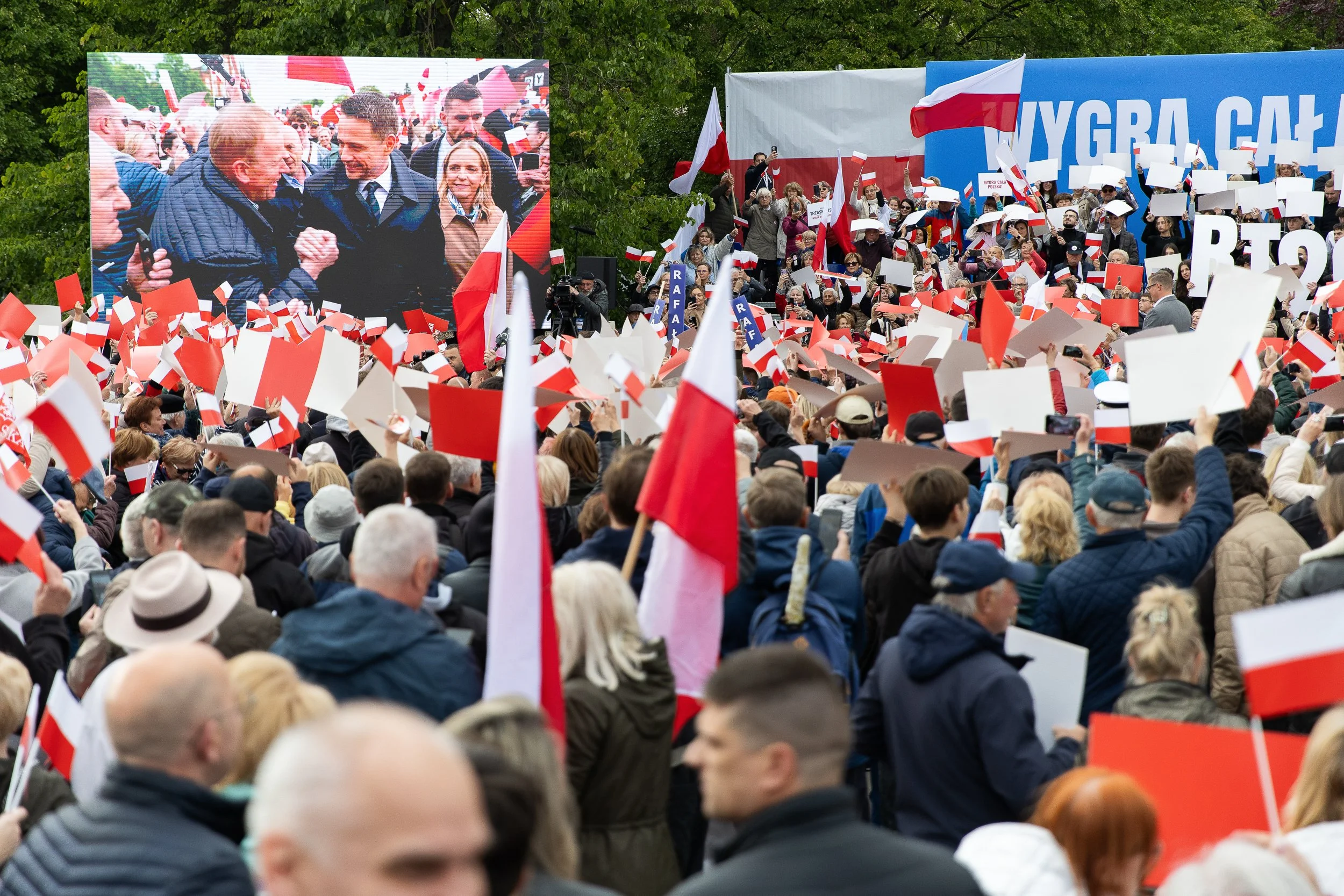 Rafał Trzaskowski's (current president of Warsaw and candidate for president of the country) rally, during which he met with voters at Solidarity Square in Szczecin, Poland, May 15, 2025