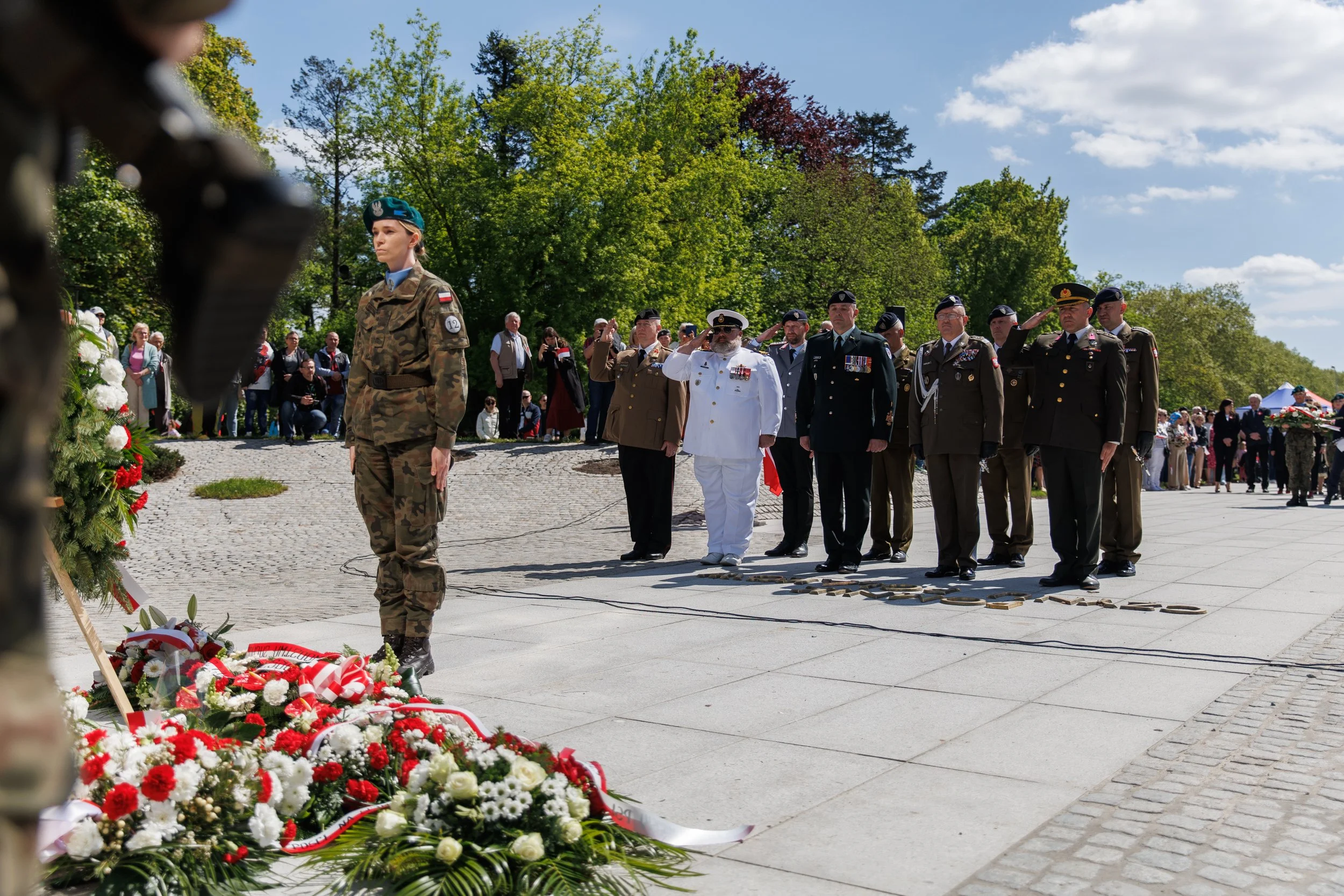 
Laying flowers during the celebration of the 234th anniversary of the adoption of the May 3rd Constitution at the Monument to the Deeds of Poles, Szczecin, Poland, May 3, 2025