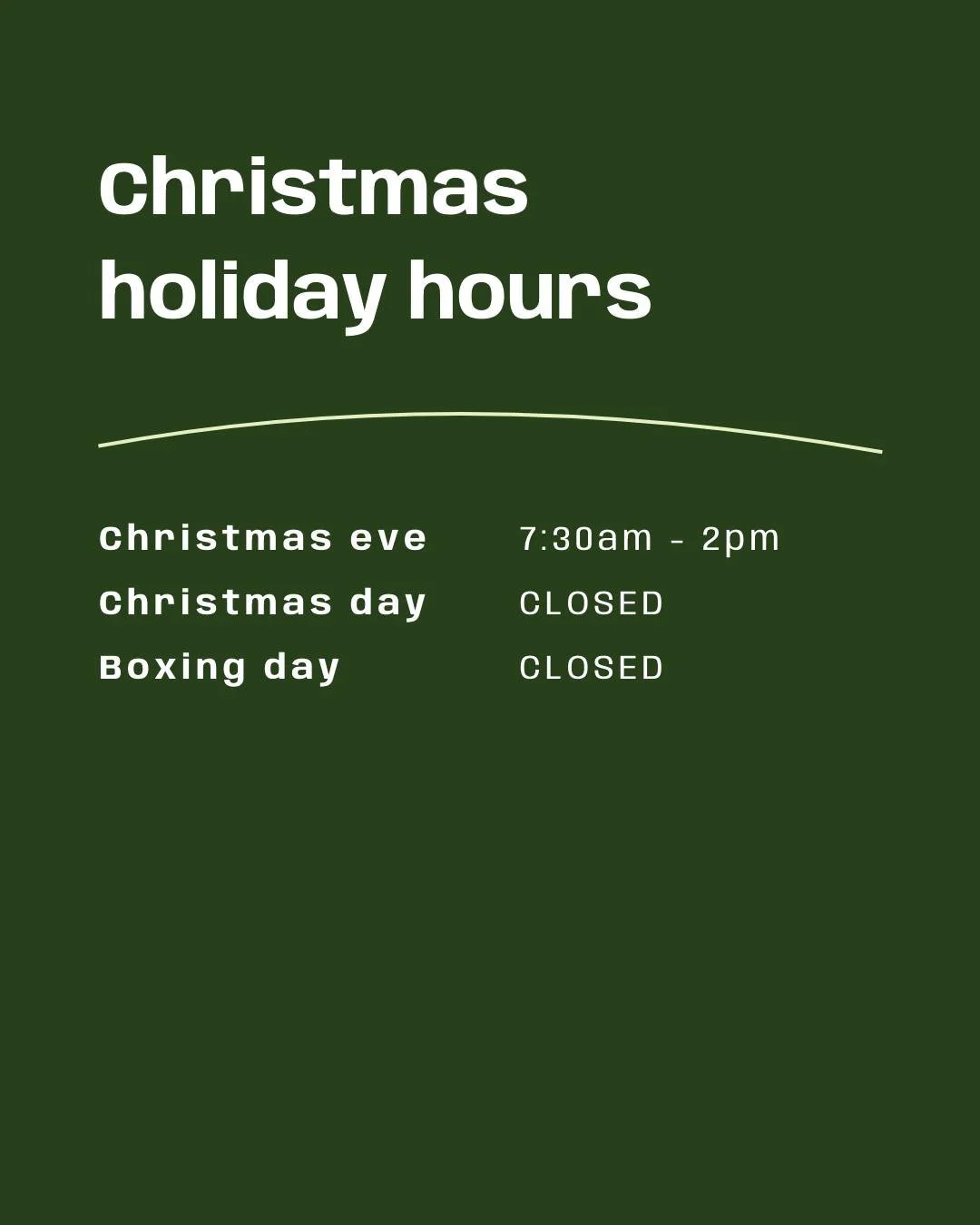 Here are our hours over the Christmas holiday for both stores &ndash; we will be open in-between Christmas and New Years. Wishing you a safe and happy Christmas! 🌱🎁
-
SOWN, GROWN &amp; GATHERED FOR YOU LOCALLY

#conningsfoodmarket #connings #connin