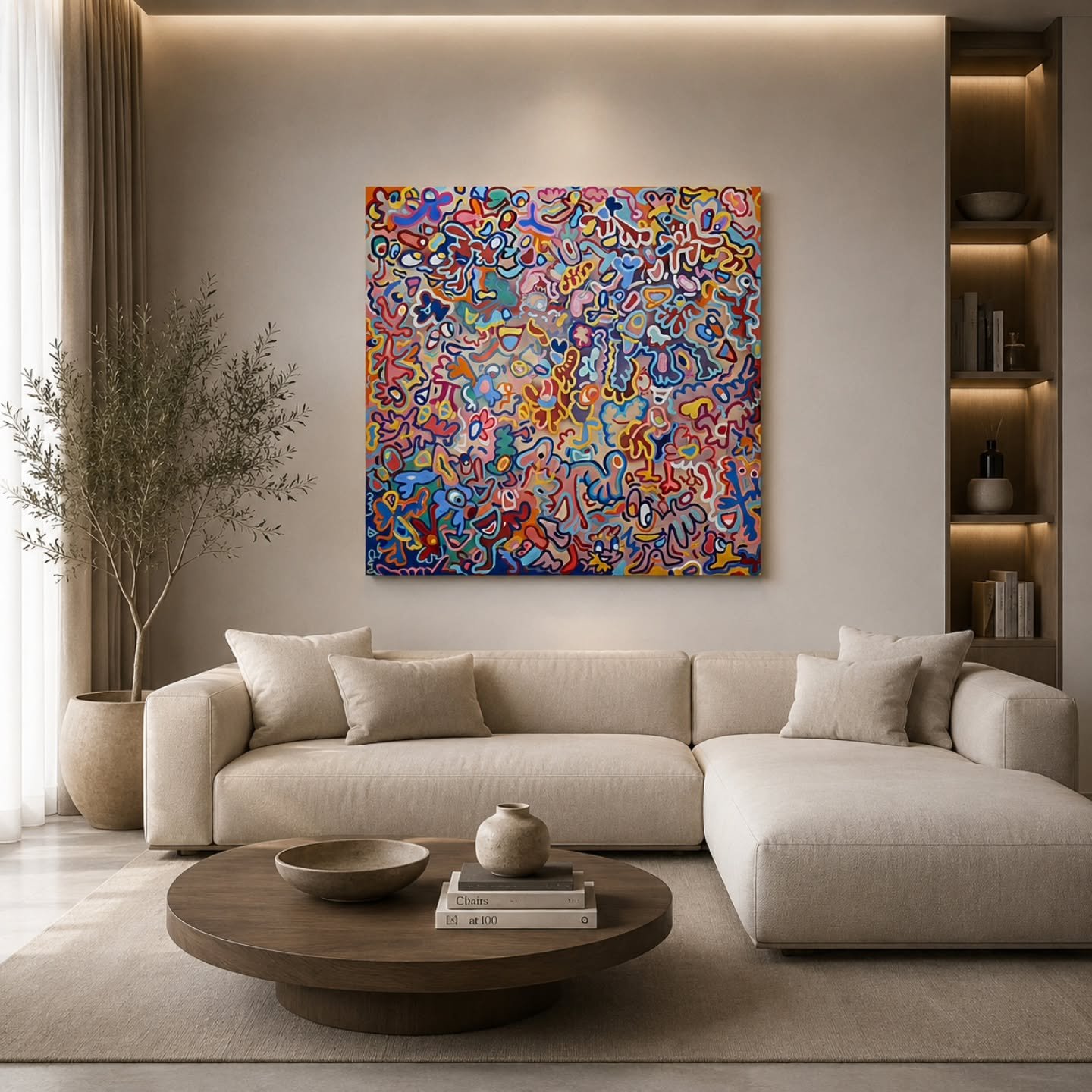 Schilderij 100*100 cm. Wilt u het in het echt zien. Kom na afspraak een bezoekje brengen Kadaster Oostende