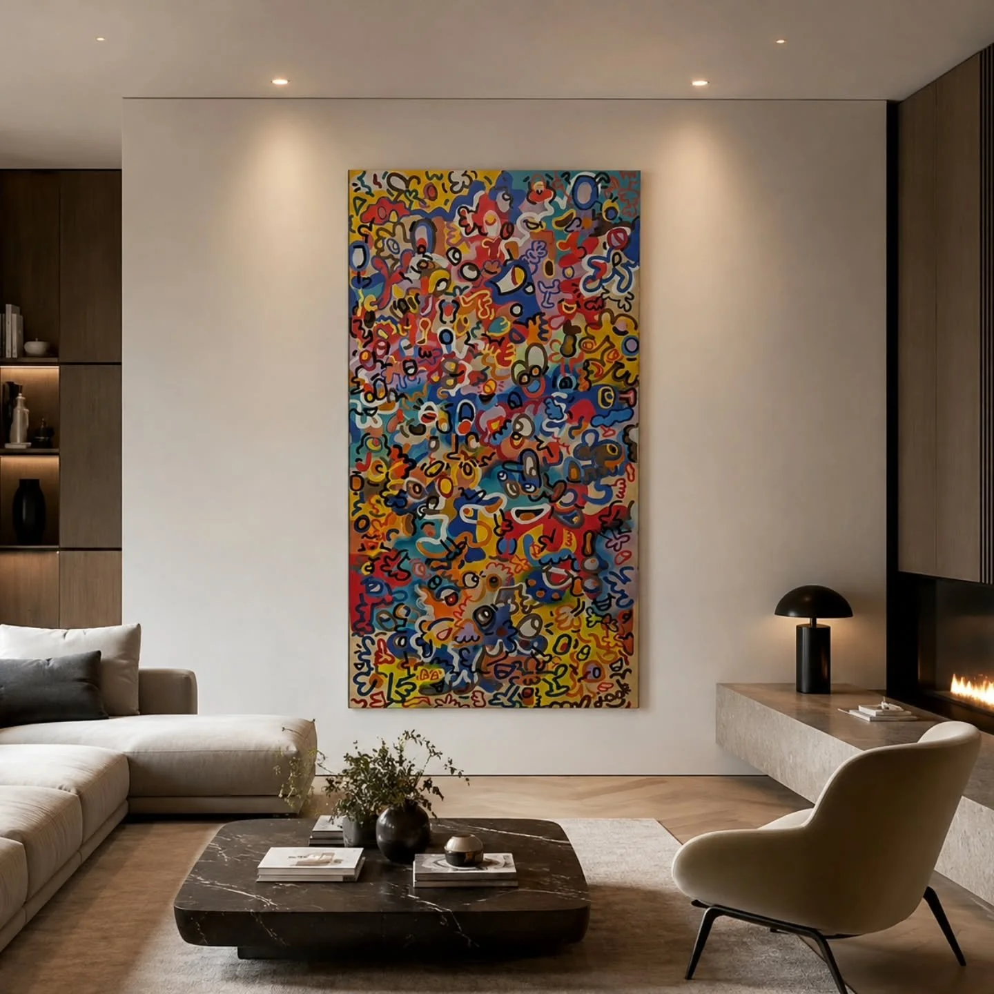 Schilderij formaat 180*60 cm Kleurrijk Doodle schilderij uniek
Interieur ai