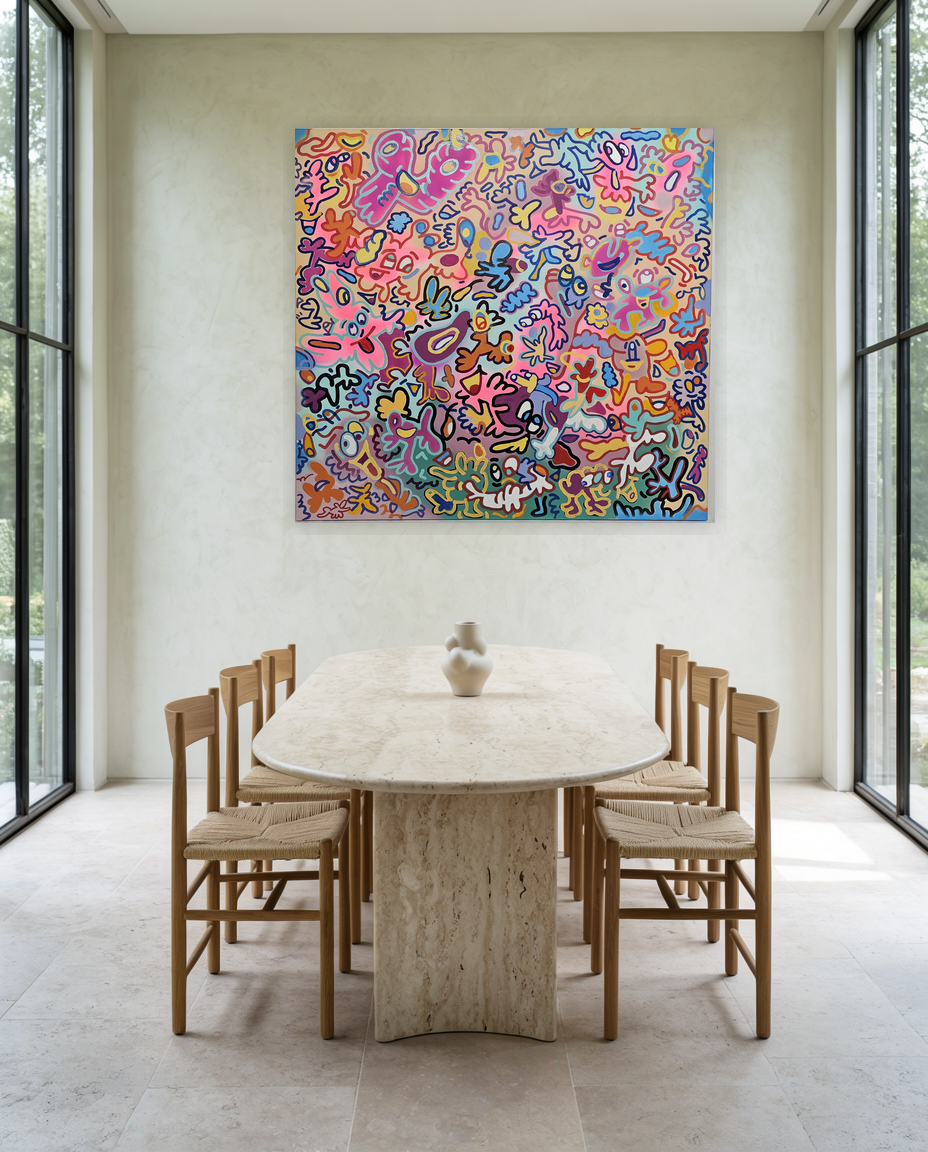 Happy Fluo Chaos 100 x 100 cm € 2700