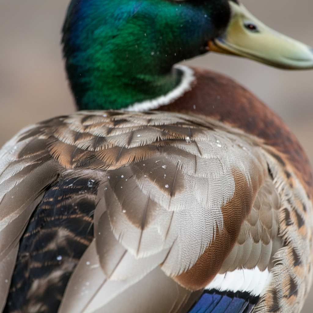 Close-up of a duck showing the feathers still attached to its body._0.png