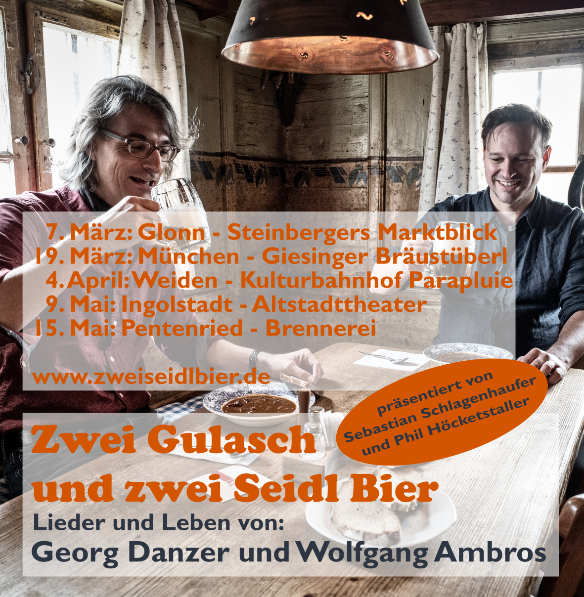 Zwei Gulasch und zwei Seidl Bier