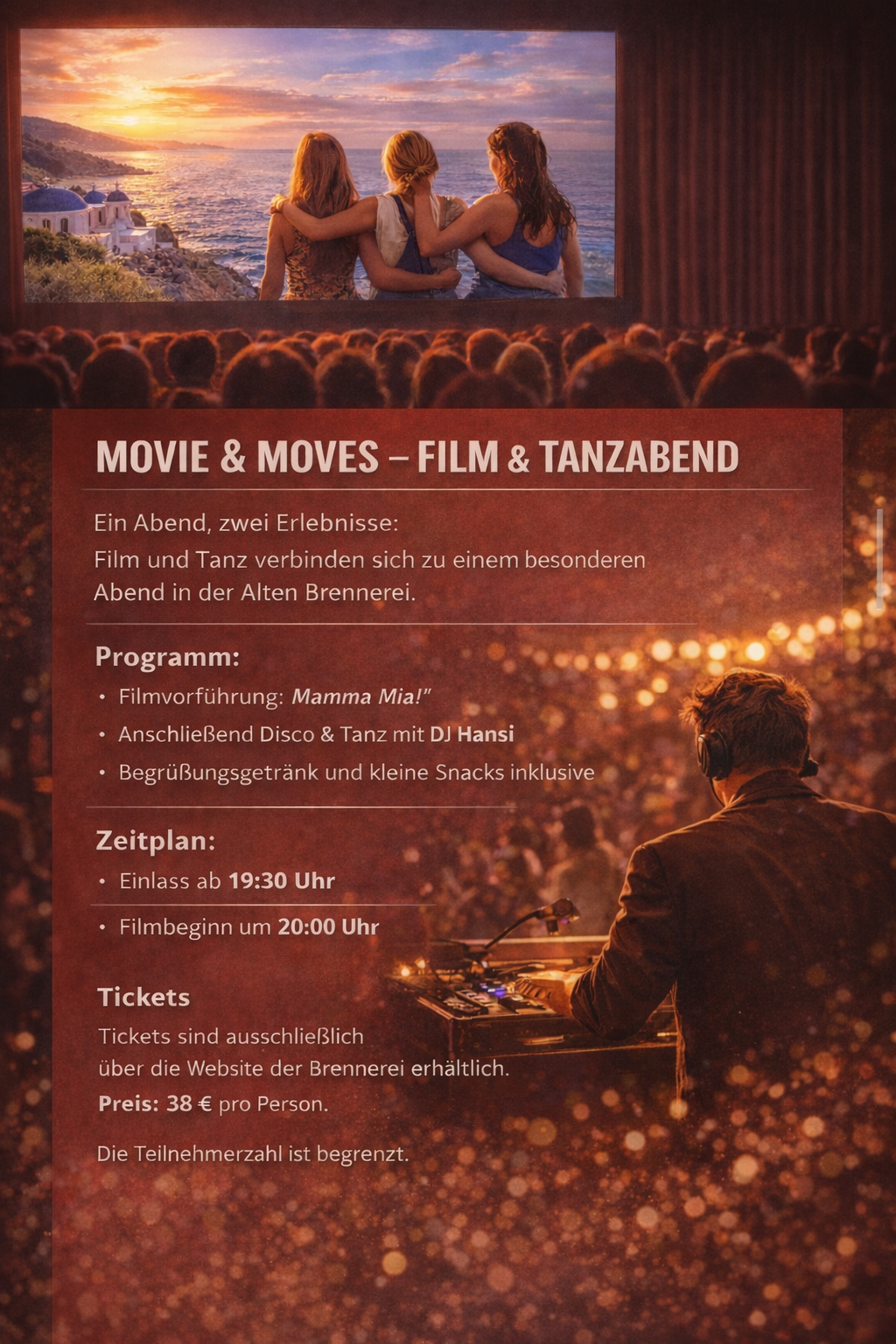 Movie & Moves – Film & Tanzabend in der Brennerei