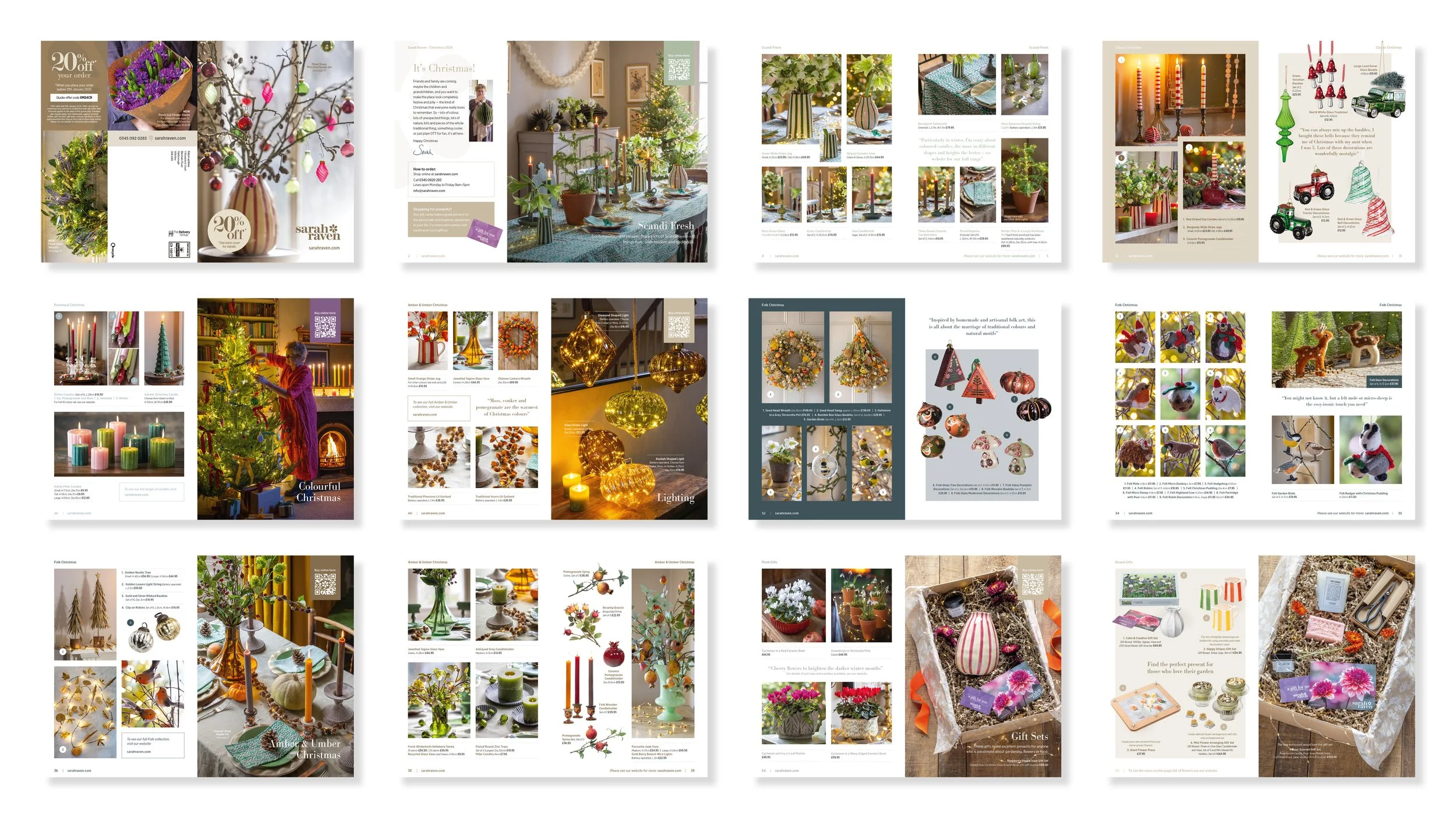 Christmas 2024 catalogue design, combining festive collections, gift ideas and product details across a varied sequence of spreads. Photography © Jonathan Buckley