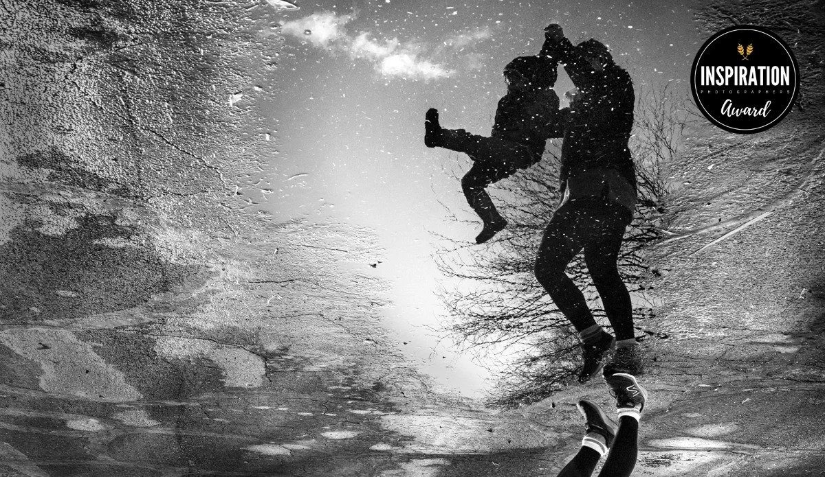 Reflection in a puddle during a Tucson family photography session. 