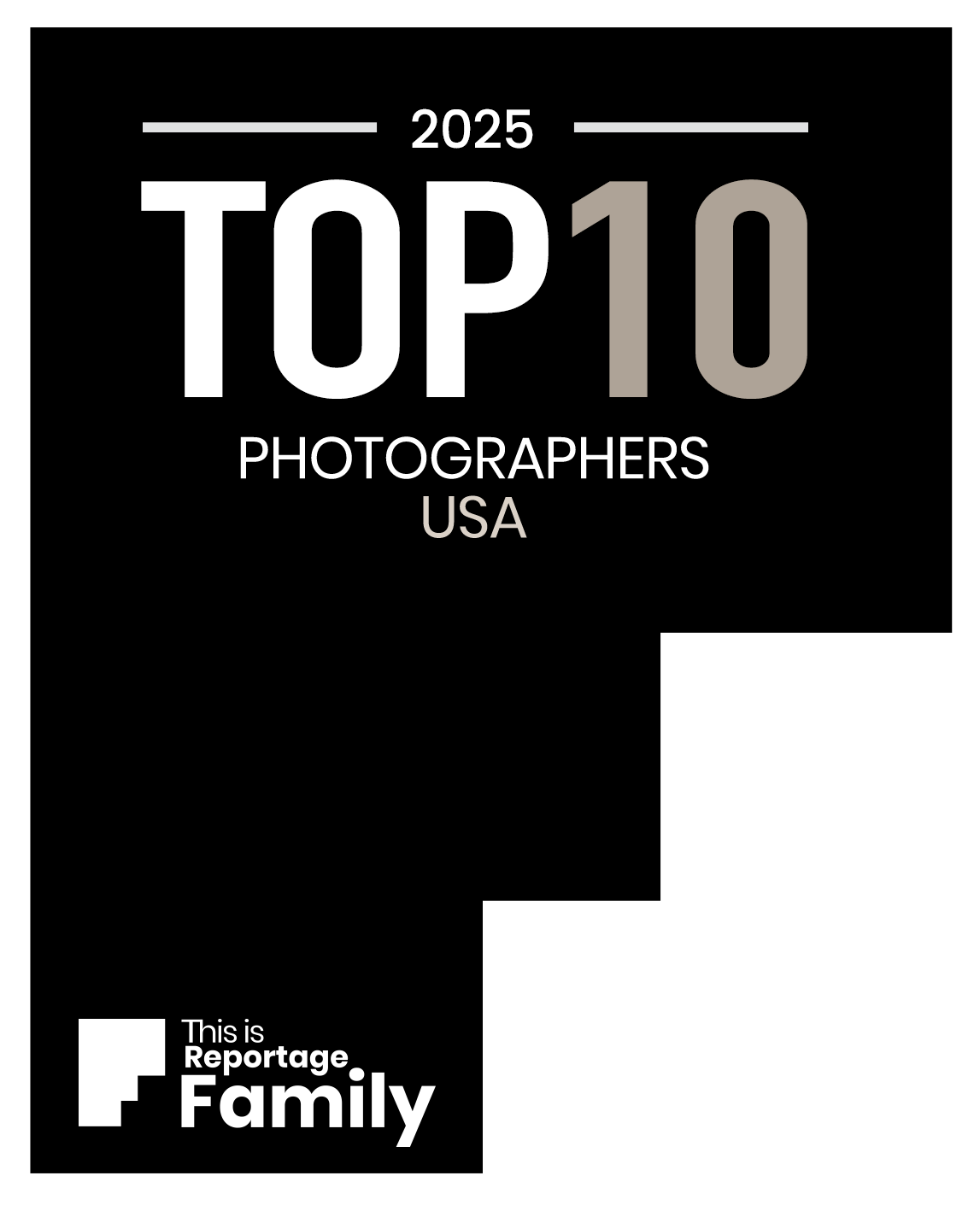 Top 10 Photographers in the USA logo in black.