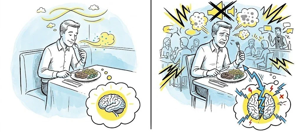 Warum gutes Essen in einem lauten Raum nicht ankommt