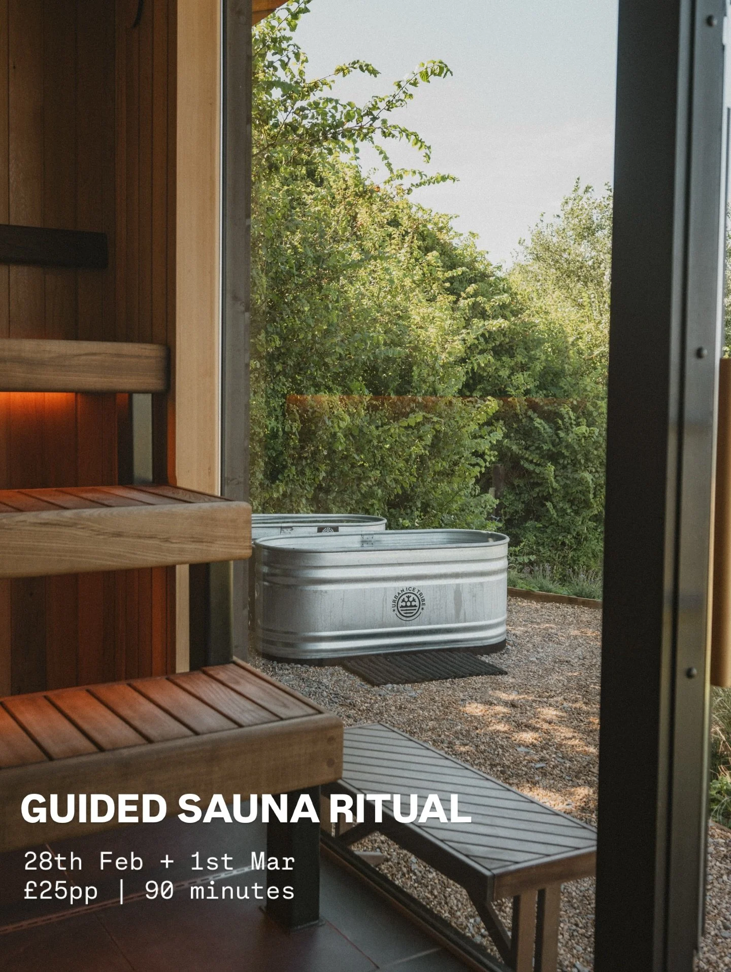 Guided Sauna Ritual | 28th Feb + 1st Mar
&pound;25pp | 90-min session 

Your chance to experience deep relaxation. Vicki, an Aufguss Sauna Master will be hosting two guided rituals at our sauna this spring. 

Aufguss means infusion. Ice infused with 