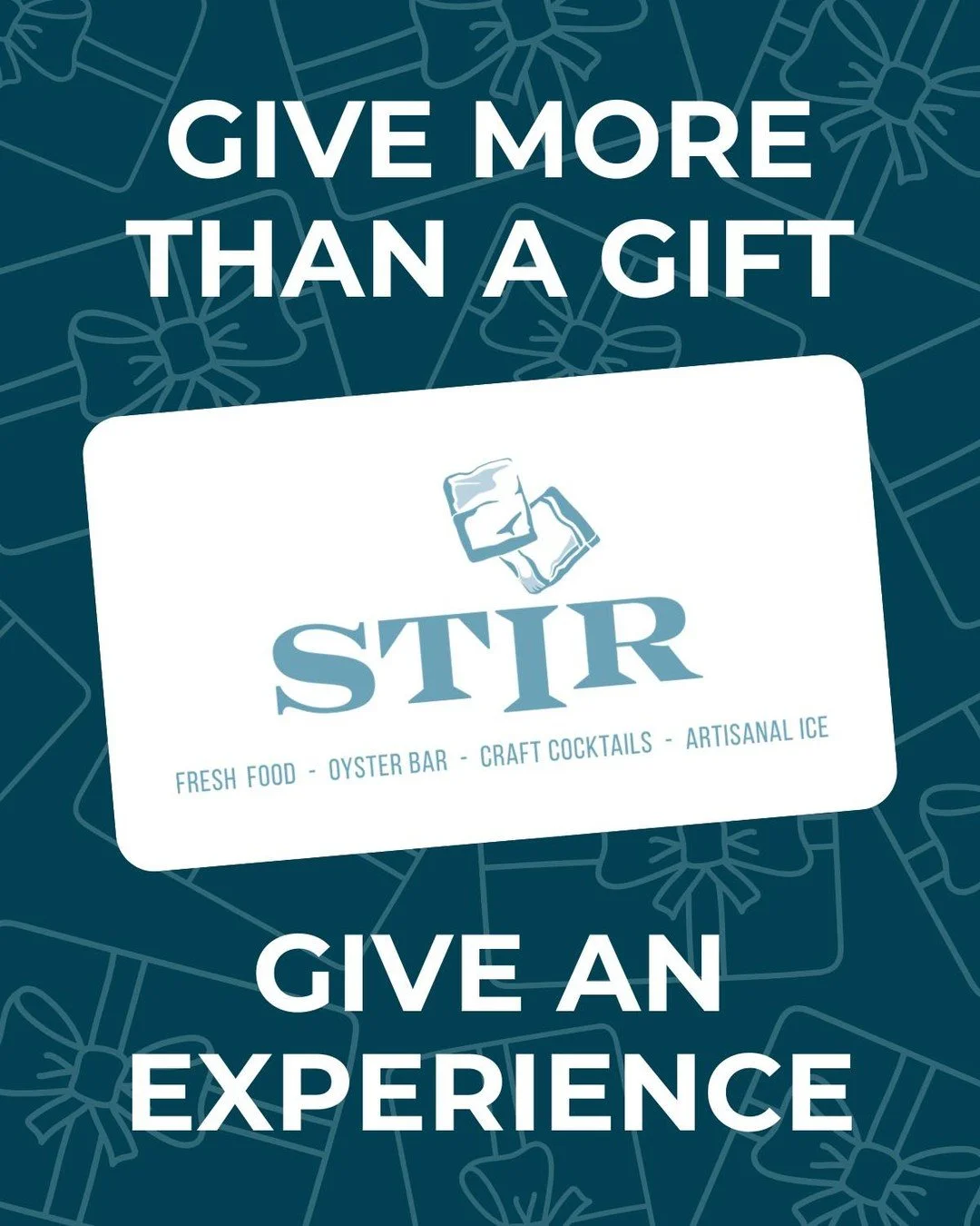 This holiday season, give more than a gift &mdash; give an experience to remember. 🎁✨

STIR gift cards are the perfect way to share incredible cocktails, delicious food, and unforgettable moments with friends and family. Plus, for a limited time, wh