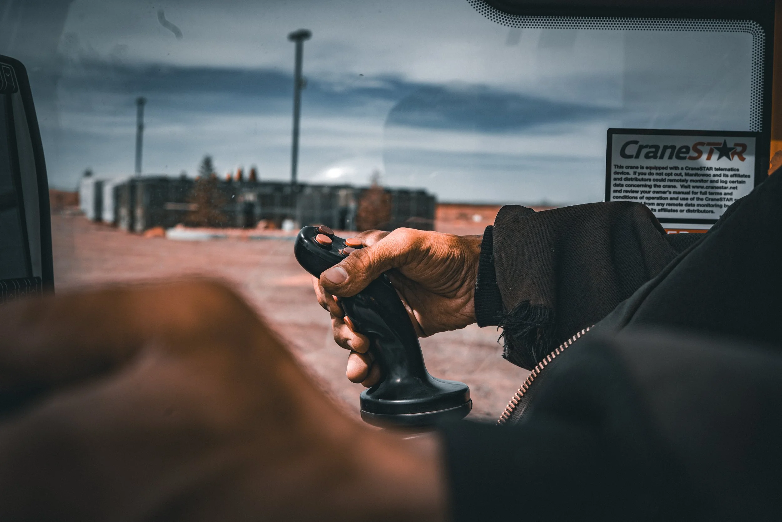 Crane Service - Operator Hands Close Up