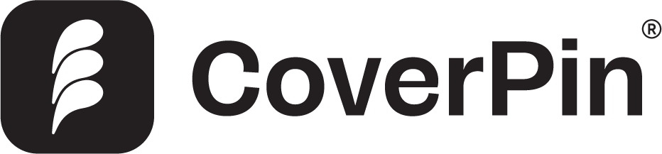 A black logo for the partnership between CoverPin and LegalBillReview.com.