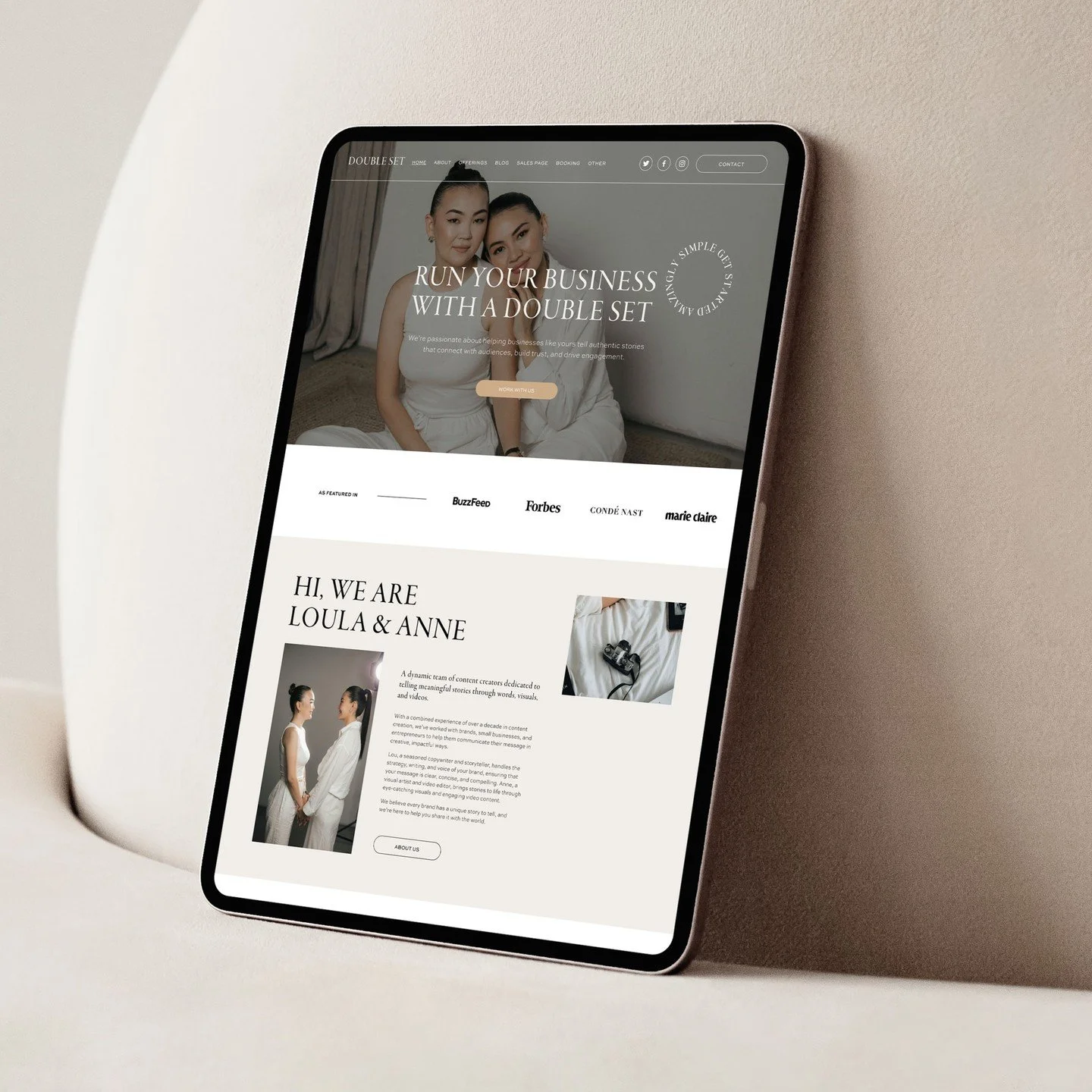 Finally, the DOUBLE SET Squarespace template is here! 🎉

If you&rsquo;ve been looking for a way to launch your business website quickly without sacrificing style, this is it. Our newest template combines a feminine, modern minimalistic layout with a