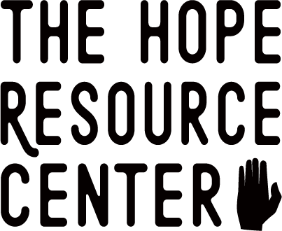 Black text on a black background that says, "The Hope Resource Center."