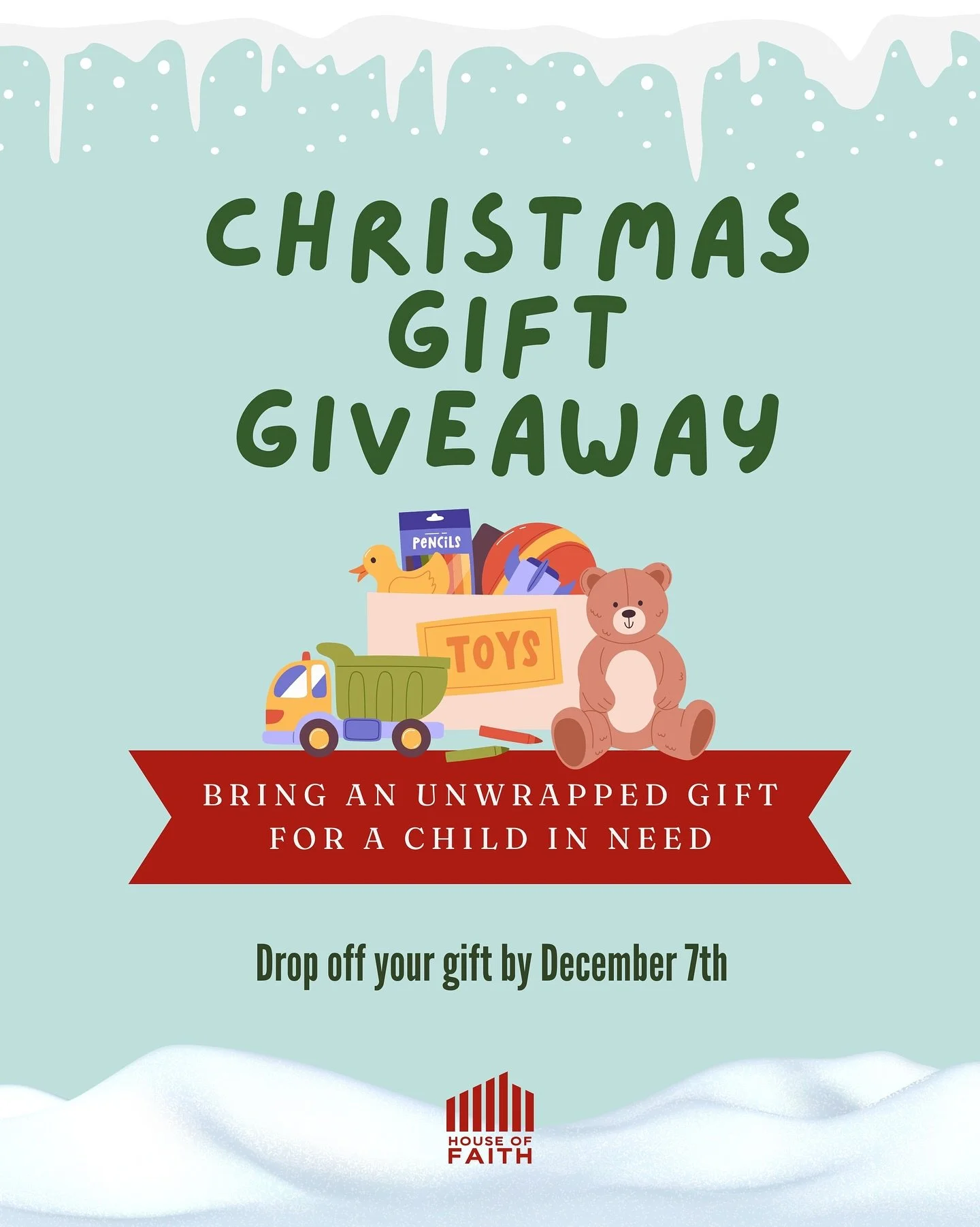 🎄 Christmas Gift Giveaway &mdash; Local Outreach 🎁

Let&rsquo;s make a difference together!

We&rsquo;re collecting unwrapped gifts for children in need this Christmas.

If you can make a change, bring a gift and be a blessing to a local family. ❤️