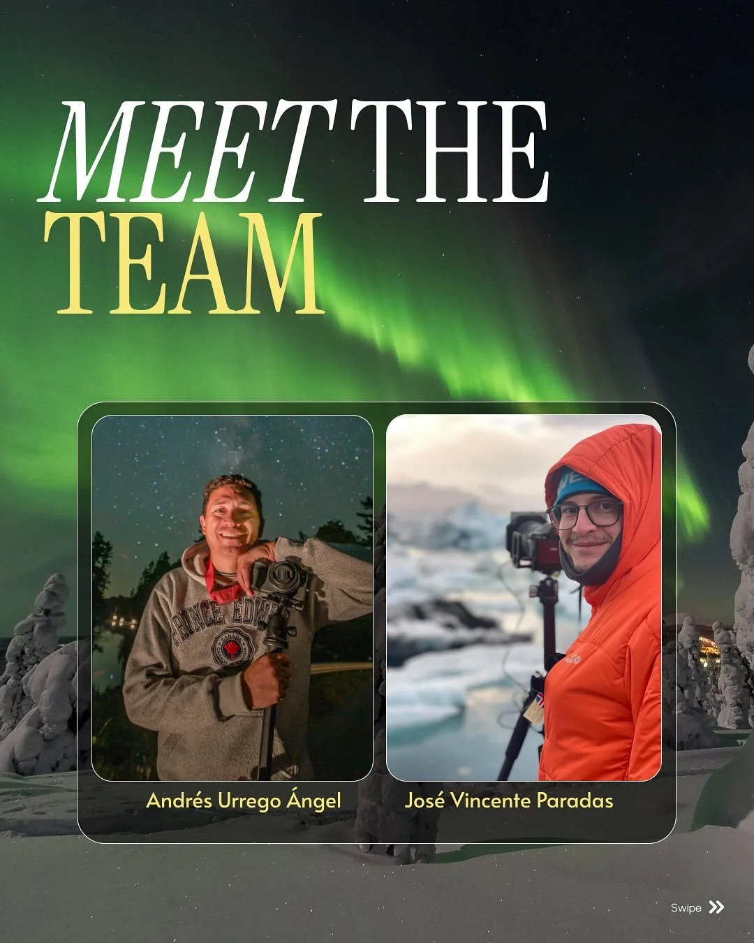 Say hi to our #astrophotography and #aurora experts! With years of chasing auroras and capturing the night sky, @andresanggel &amp; @v1nceent are excited to share their knowledge and techniques to help you experience a beauty so often hidden from us 