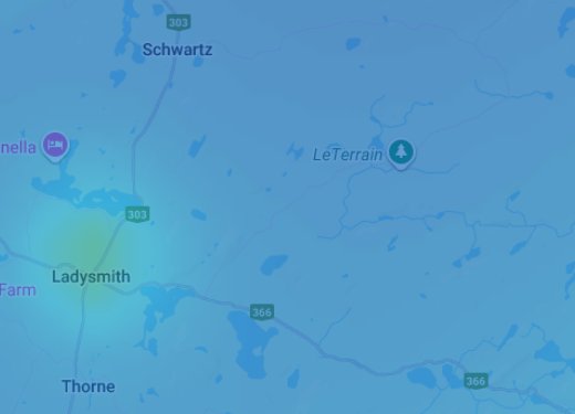 Light Pollution Map for LeTerrain Dark Sky Preserve