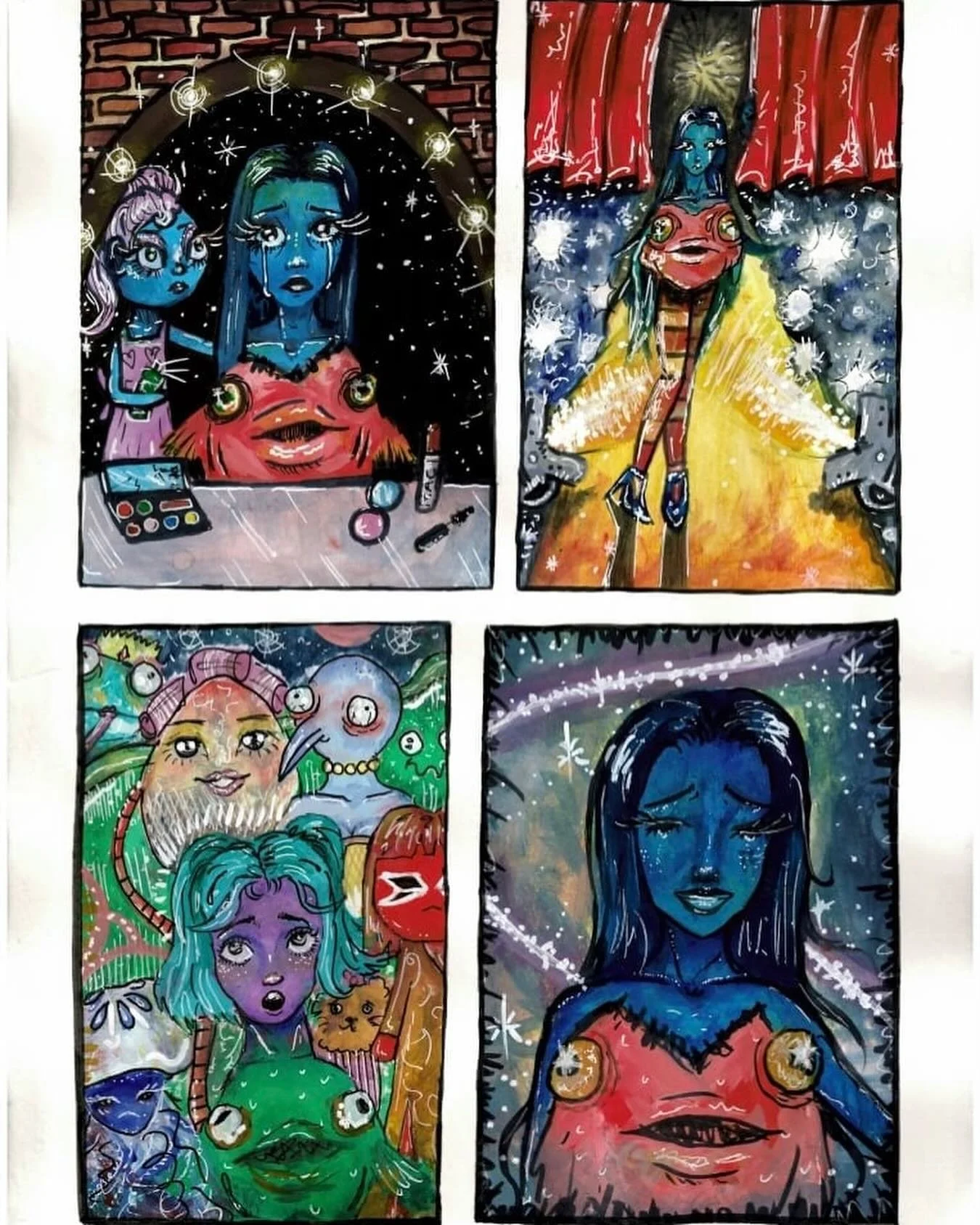 ♱ if not for yourself, do it for her ♱
gouache painting inspired by reconstructed toys including the prompts melancholy, beauty salon and runway!
⛧

#art #illustration #gouache #acrylic #sketches #artist #runway #reversemermaid