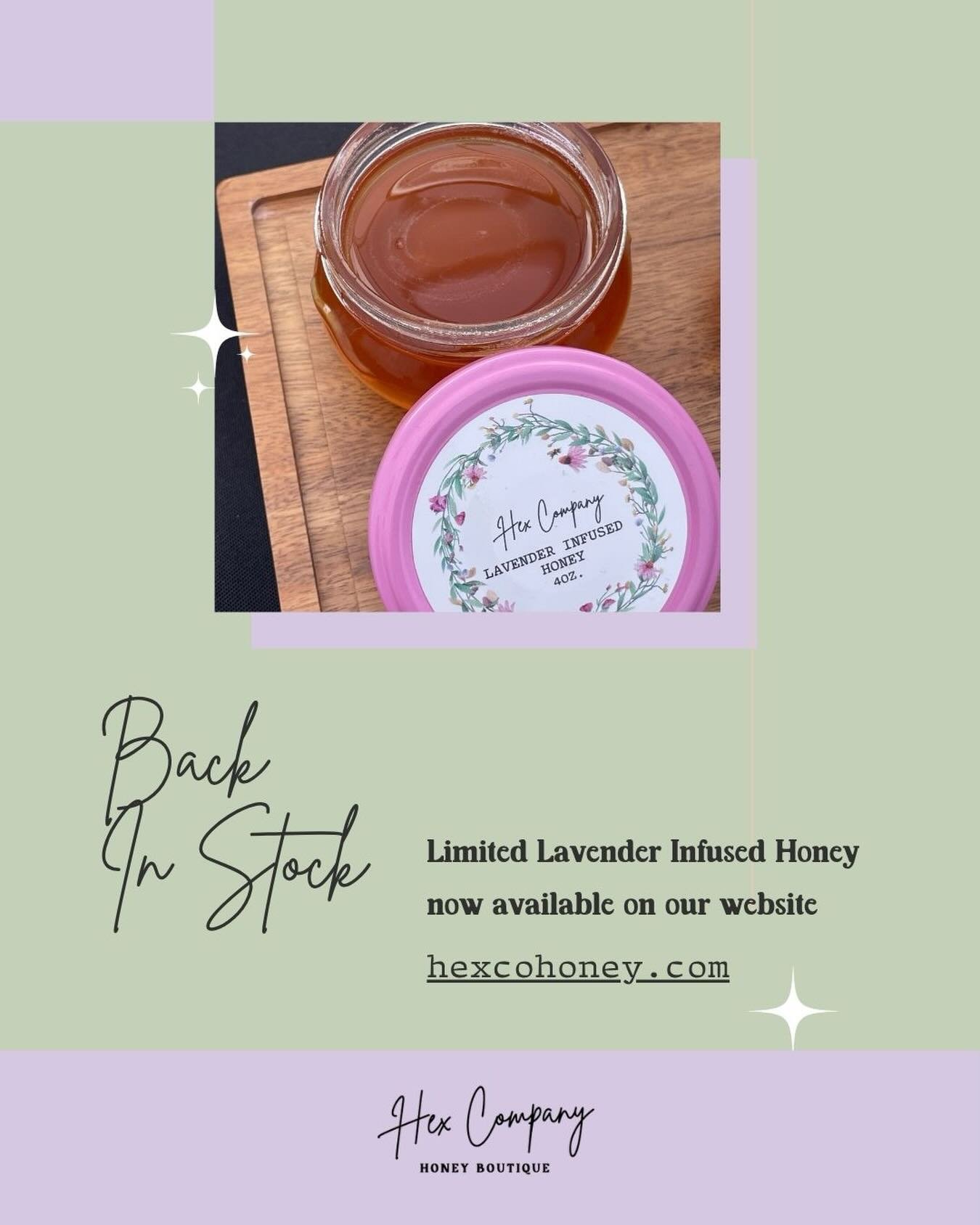 It&rsquo;s back! 

Our lavender infused honey has officially returned and if you missed it last time, now&rsquo;s your chance.

The last batch sold out in just two weeks, so don&rsquo;t wait too long to grab yours. Available now on our website while 