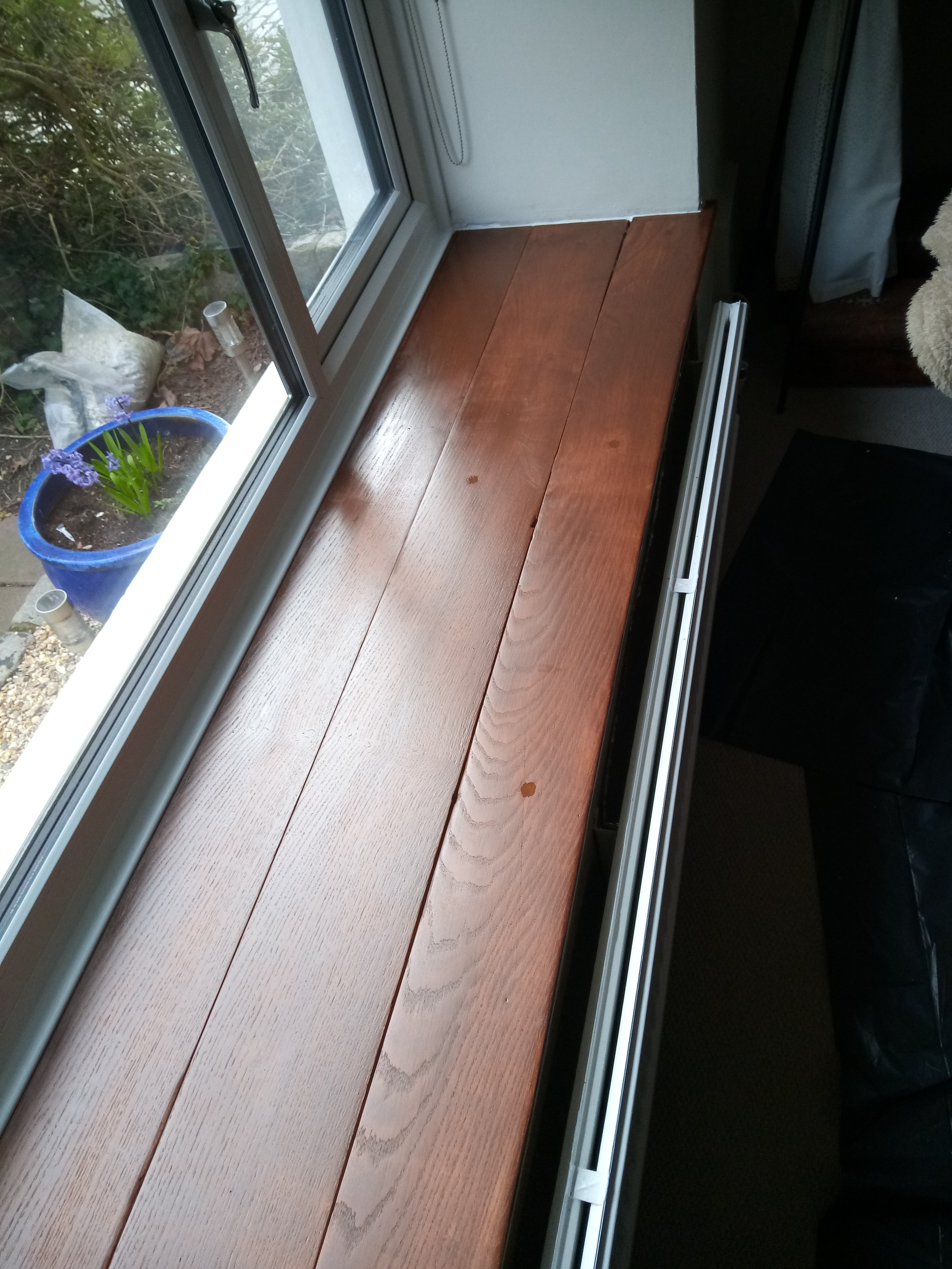 Oak window seat refinished