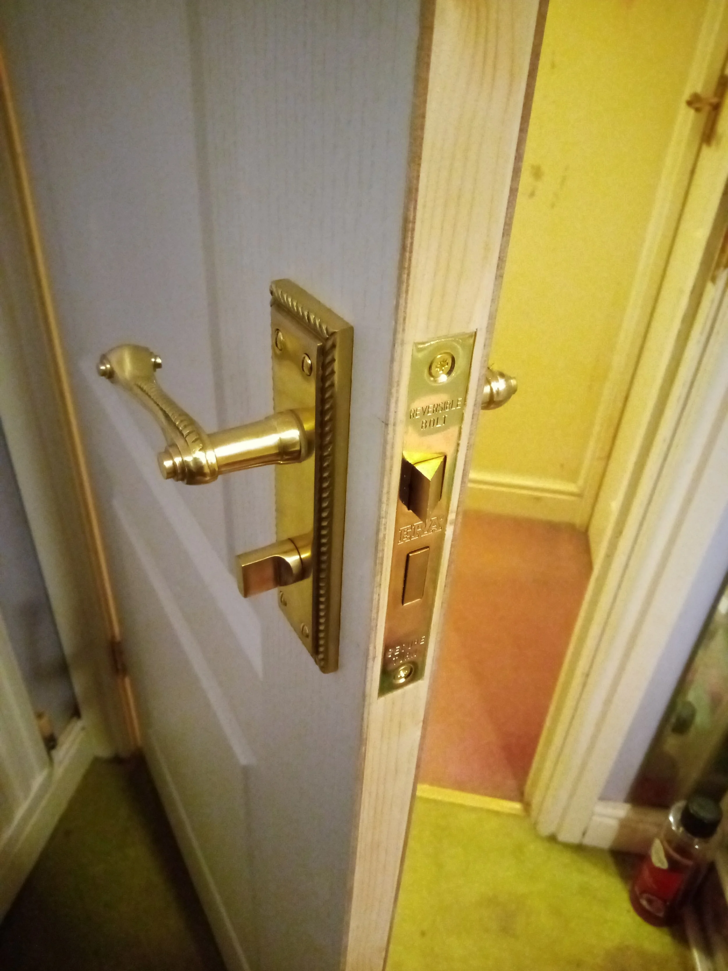 Replacement bathroom door and lock