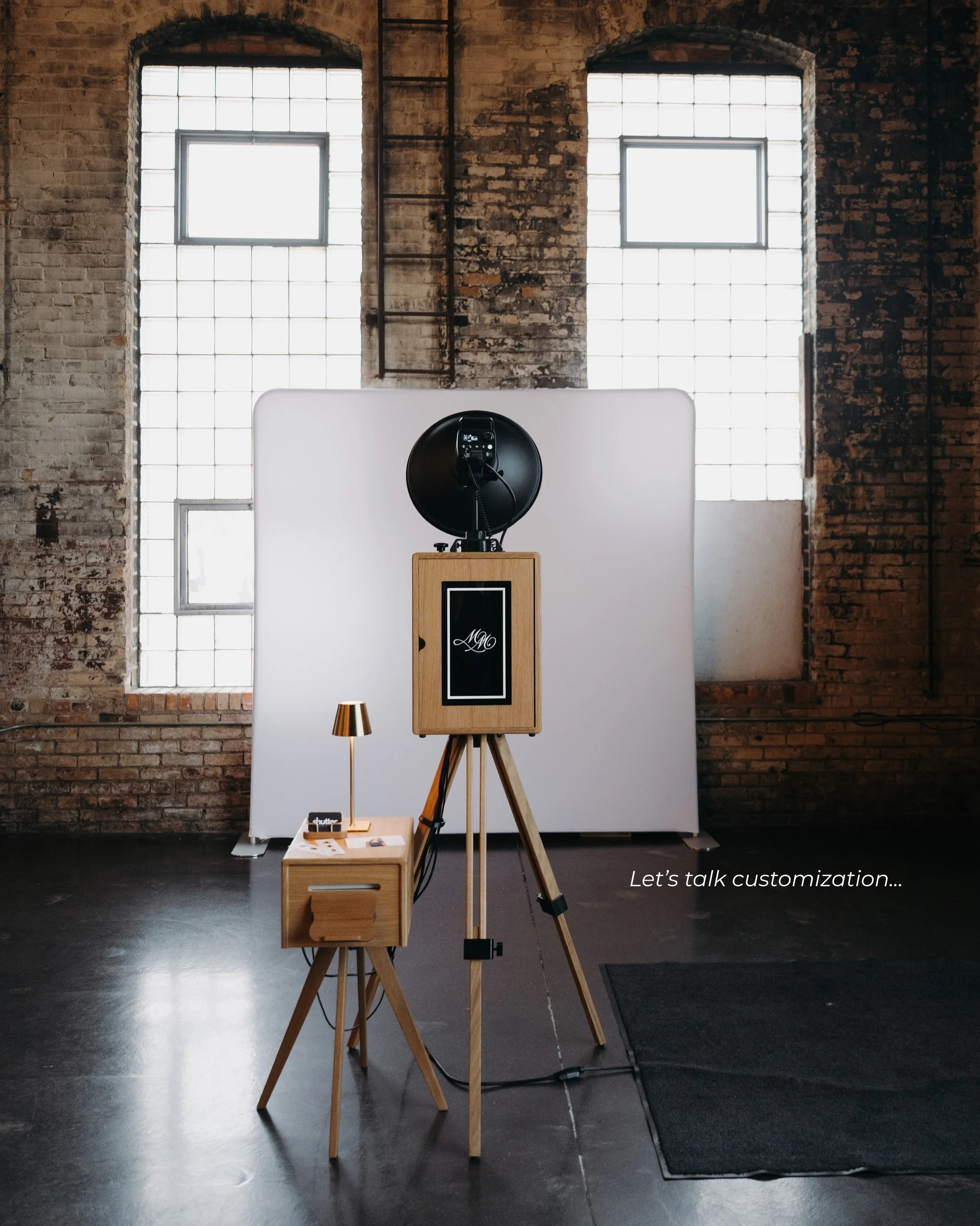 This is where we get to have a little fun!

The screen your guests see when they walk up. The prints they leave with. The backdrop behind every photo. There are so many ways to bring the details of your wedding into the photo booth. 

Send us your in
