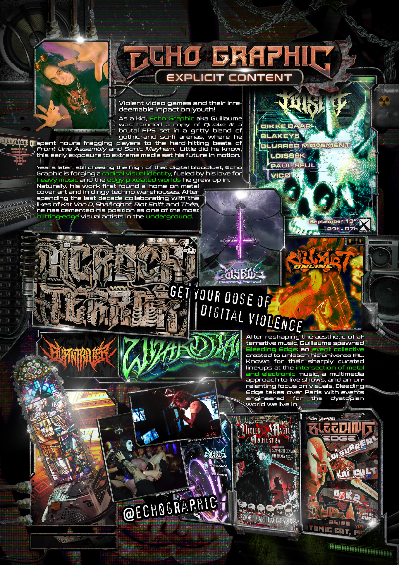 Echo Graphics designer featured in Parisian music magazine, NOIZE Magazine print volume 3