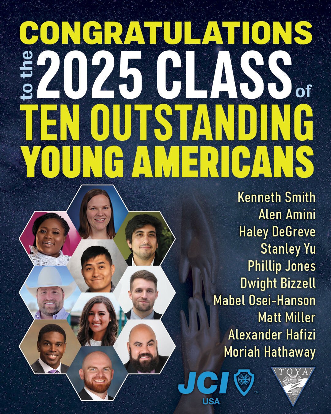 Congratulations to our very own Executive Director, Matt Miller, on being named one of JCI USA&rsquo;s Ten Outstanding Young Americans (TOYA) for 2025!⁠
This national honor recognizes individuals who exemplify excellence in leadership, service, and i