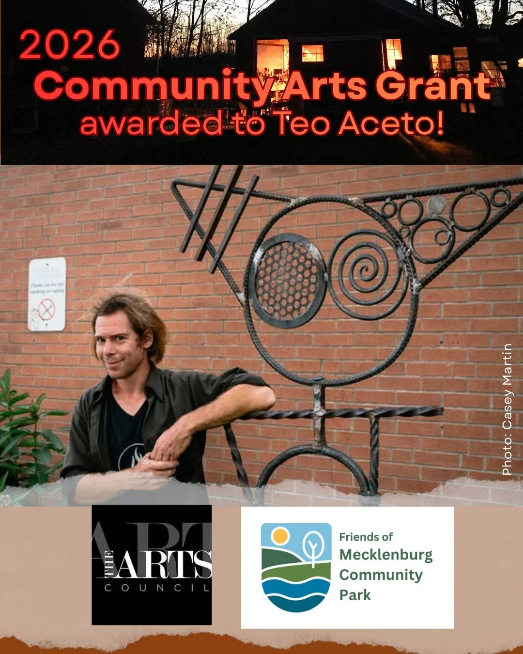Congratulations to ARQtist @teo.aceto for receiving his first Community Arts grant award from @theartscouncilsfl!

In coordination with Friends of Mecklenburg Community Park, Teo will craft a distinctive ironwork art bench and corresponding placard s