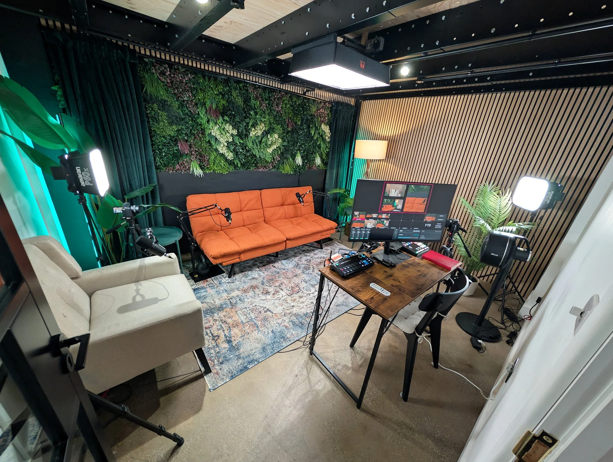 Studio 1 interior at Short Form Studios Watford – soundproofed multi-camera podcast setup