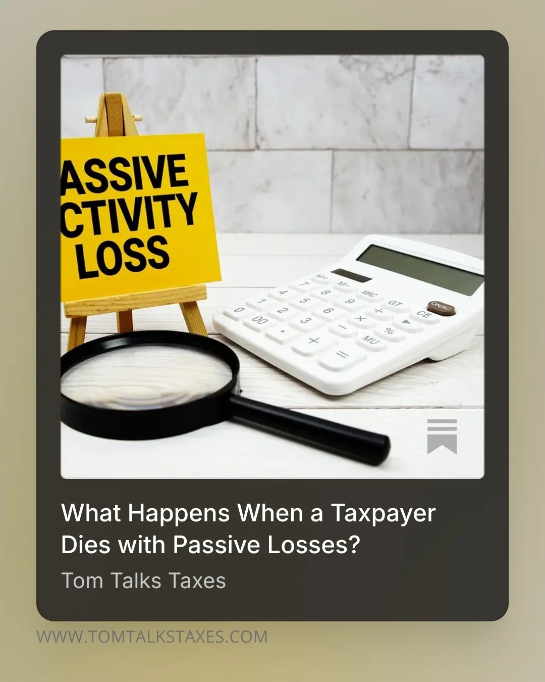 taxpayer dies passive losses