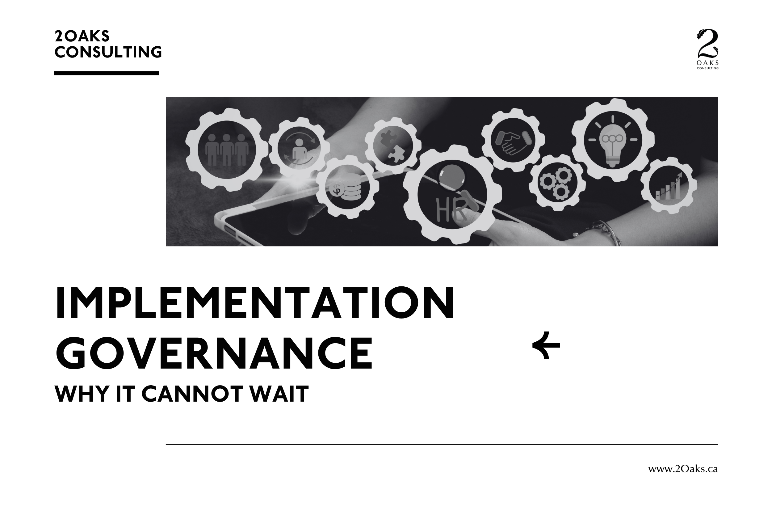 A 2Oaks Consulting graphic for Chapter 2 of the Transforming Banking series, focusing on Establishing Clear Governance and Accountability for system replacement.