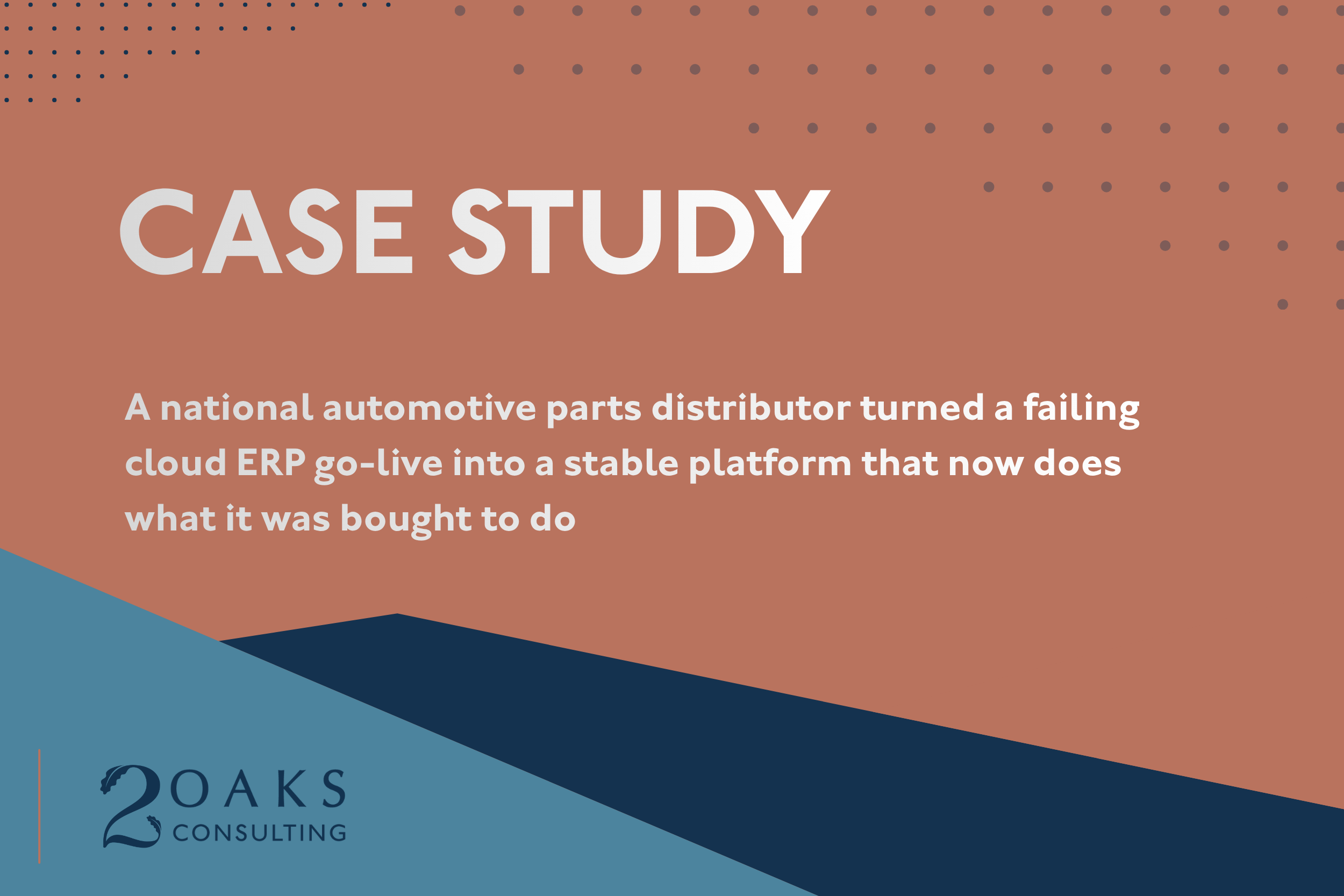 A national automotive parts distributor turned a failing cloud ERP go-live into a stable platform that now does what it was bought to do.&nbsp;