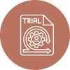 Icon representing a pilot approach: A document labeled "TRIAL" containing a gear mechanism and cycle arrow, symbolizing an iterative testing phase.