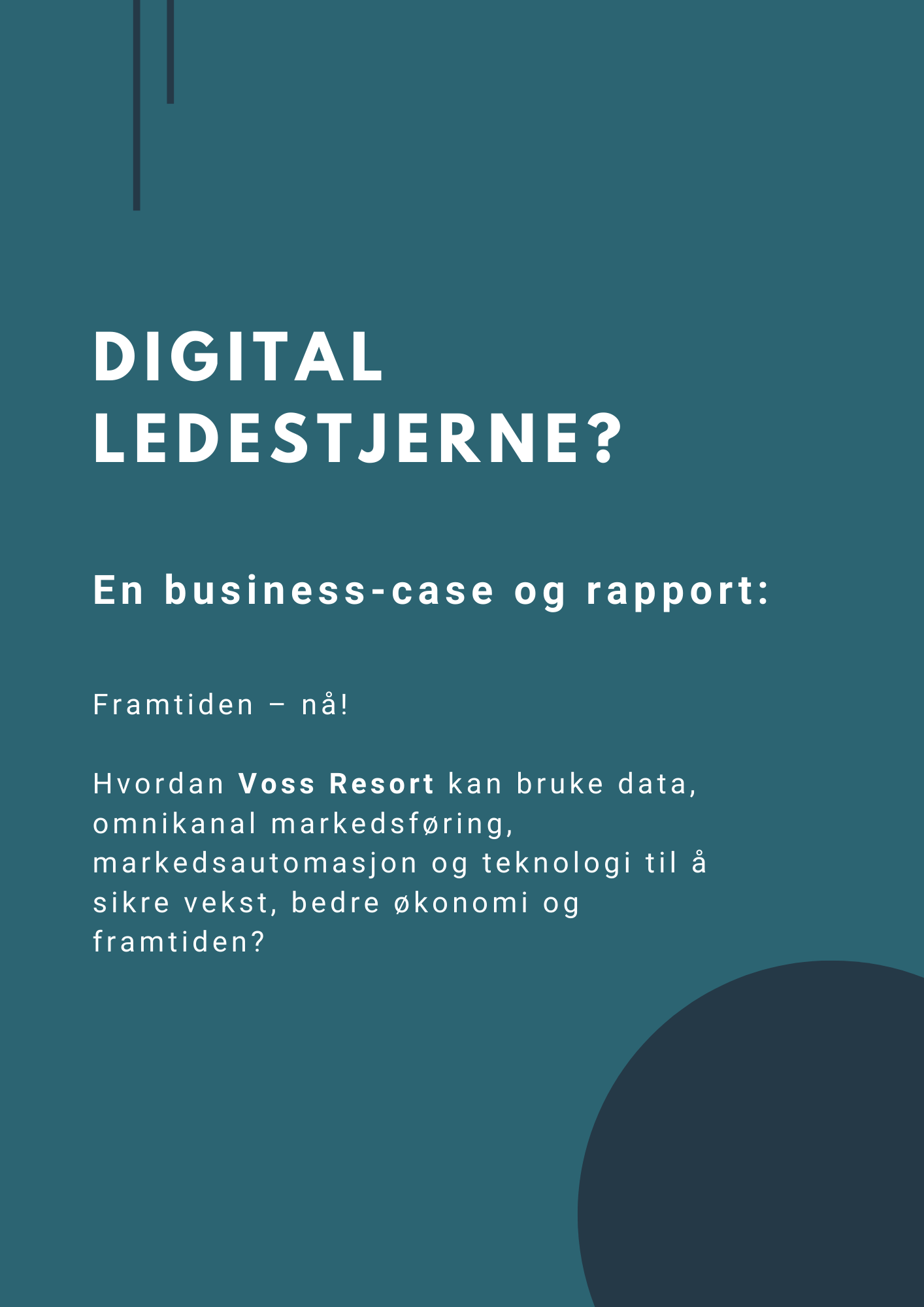Digital ledestjerne? En business-case og rapport. Framtiden - nå! Hvordan Voss Resort kan bruke data, omnikanal markedsføring, arkedsautomasjon og teknologi til å sikre vekst, bedre økonomi og fremtiden.
