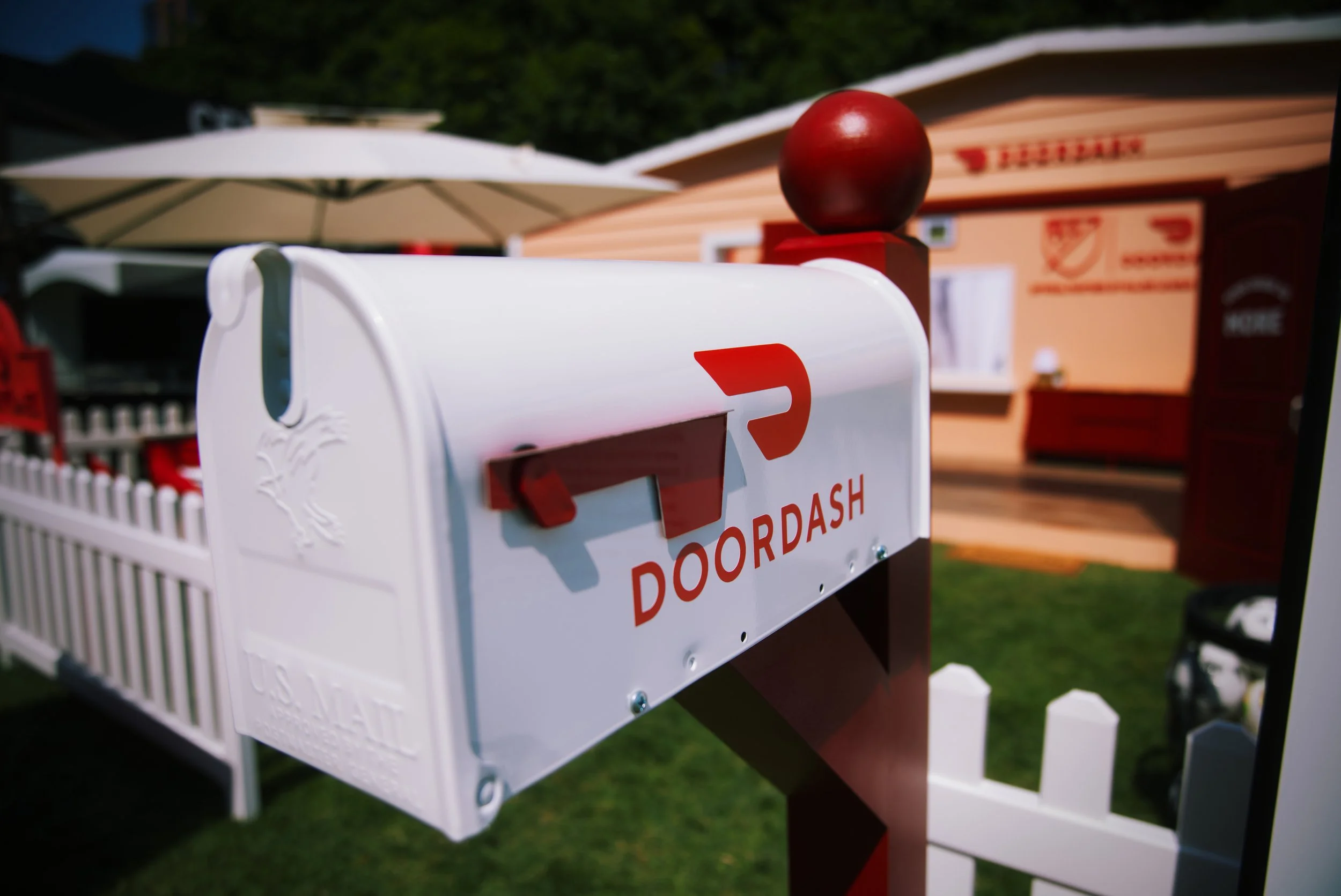Close-up of a branded mailbox prop at a corporate brand activation event, showcased with impactful, high-quality visuals.
