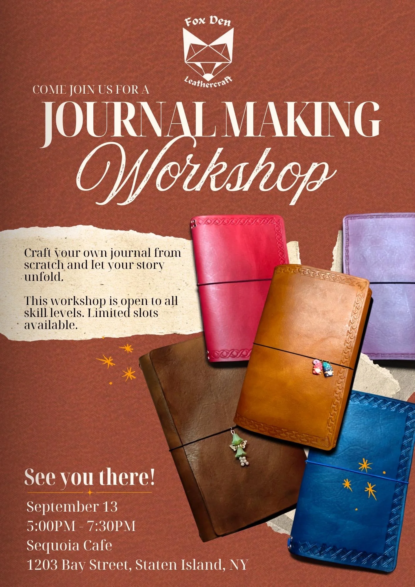 Journal Making Workshop w/ Fox Den Leathercraft