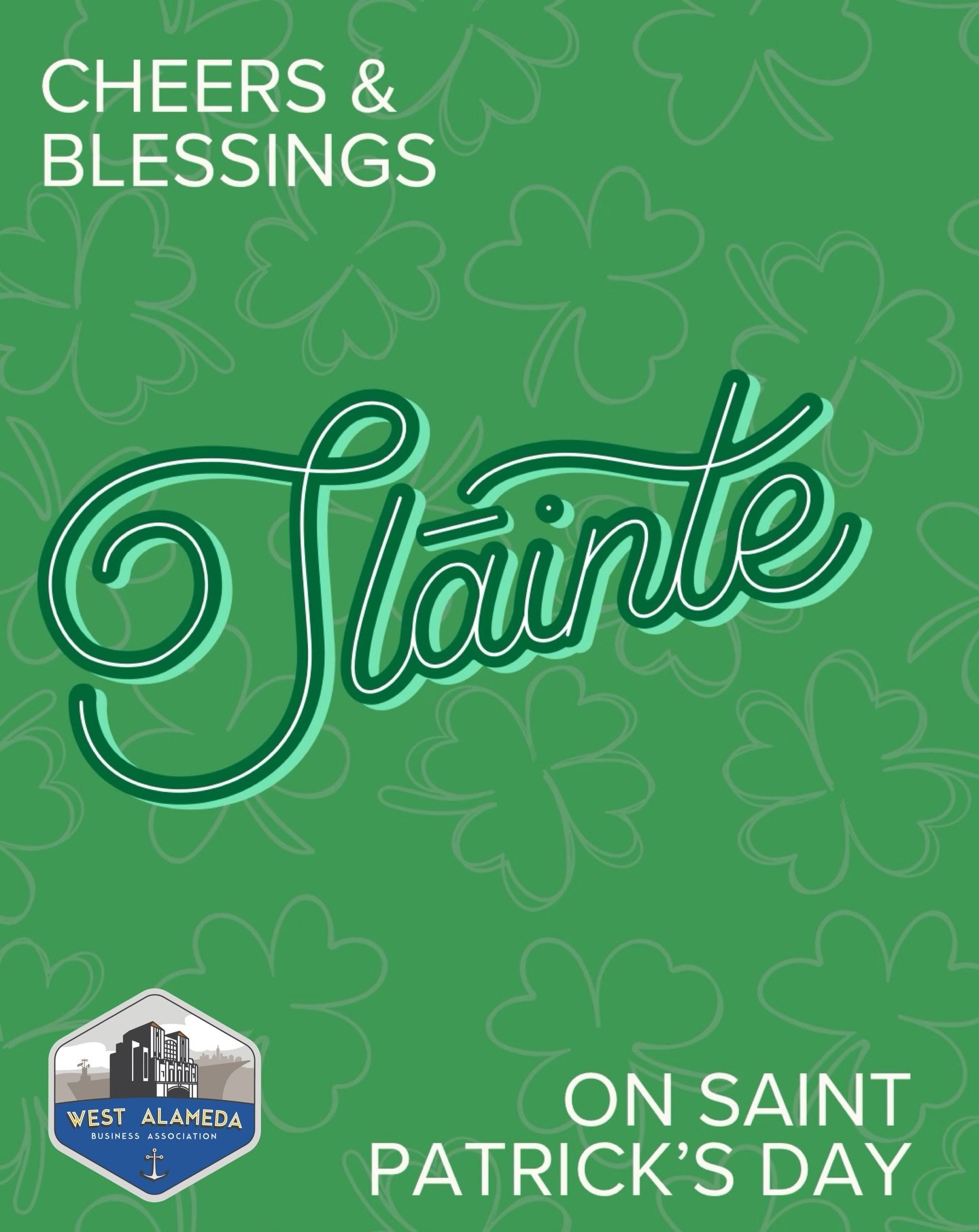 🍀Happy St. Patrick&rsquo;s Day from the West End! 

A day to celebrate Irish culture, connection, and a little extra joy.

Shop local, raise a glass, and spread some luck around the district. 

@westalamedabusiness 

#WestAlameda #ShopLocal #StPatri